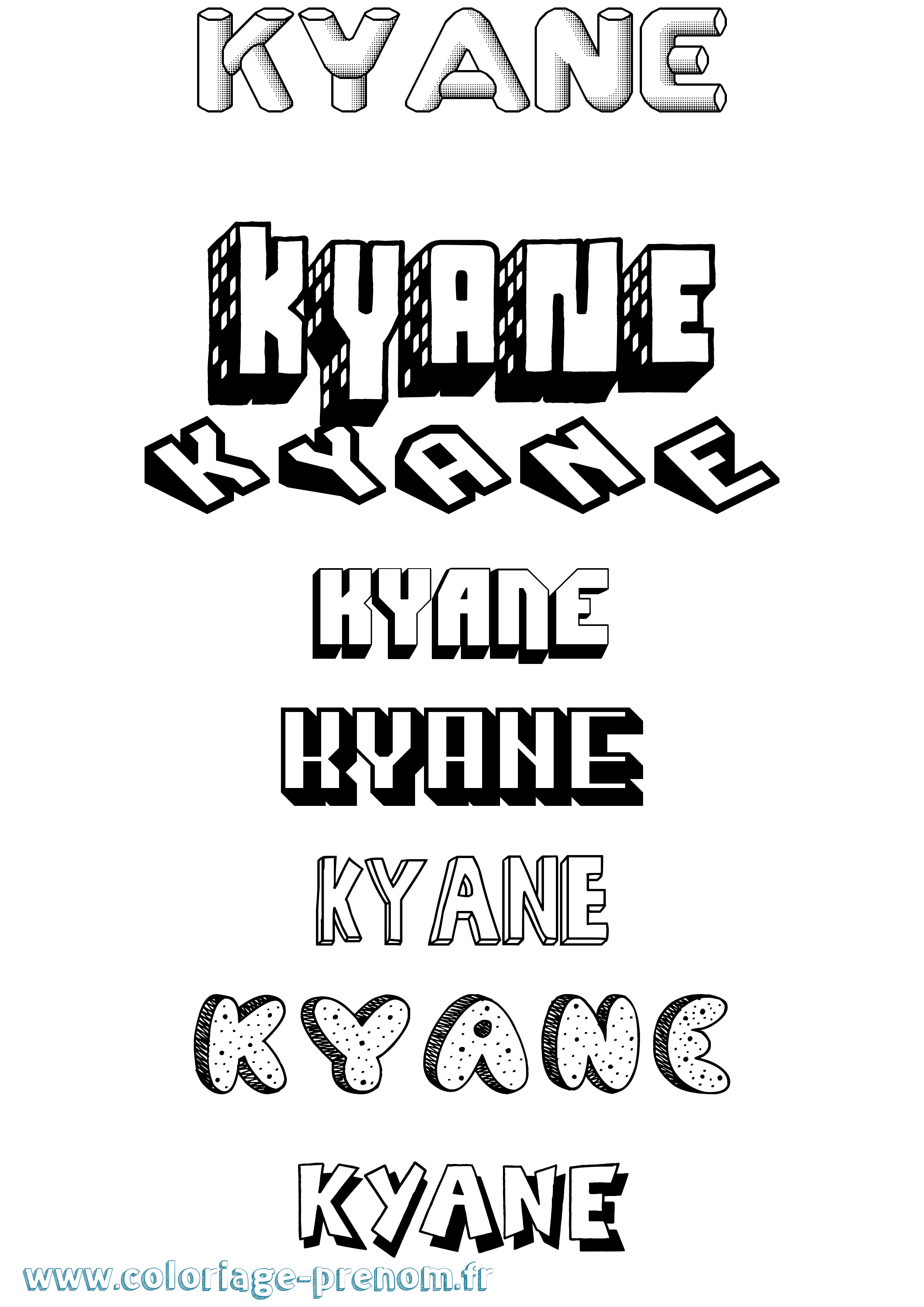 Coloriage Kyane Effet 3D Coloriage prénom Kyane Effet 3D