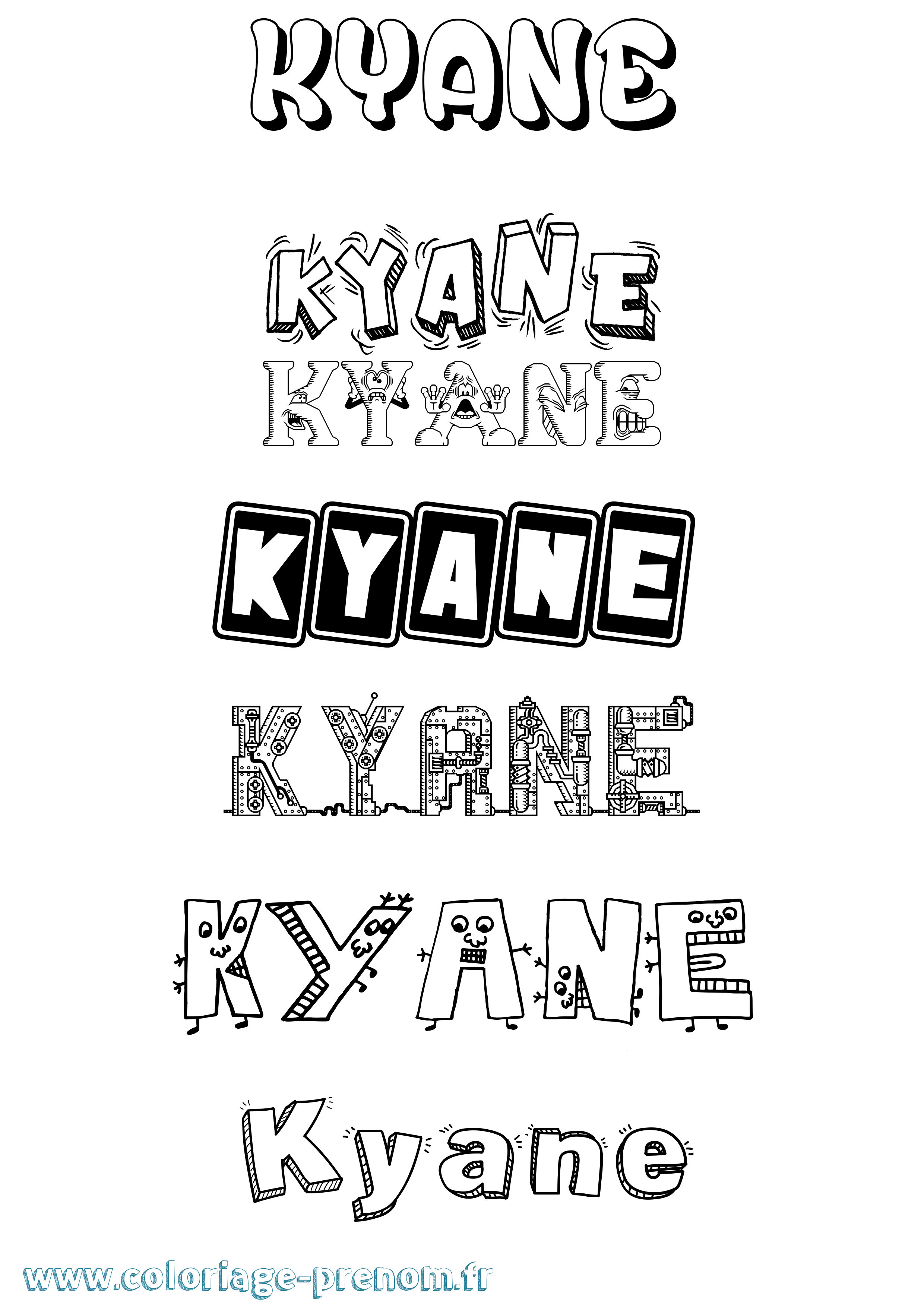 Coloriage Kyane Fun Coloriage prénom Kyane Fun