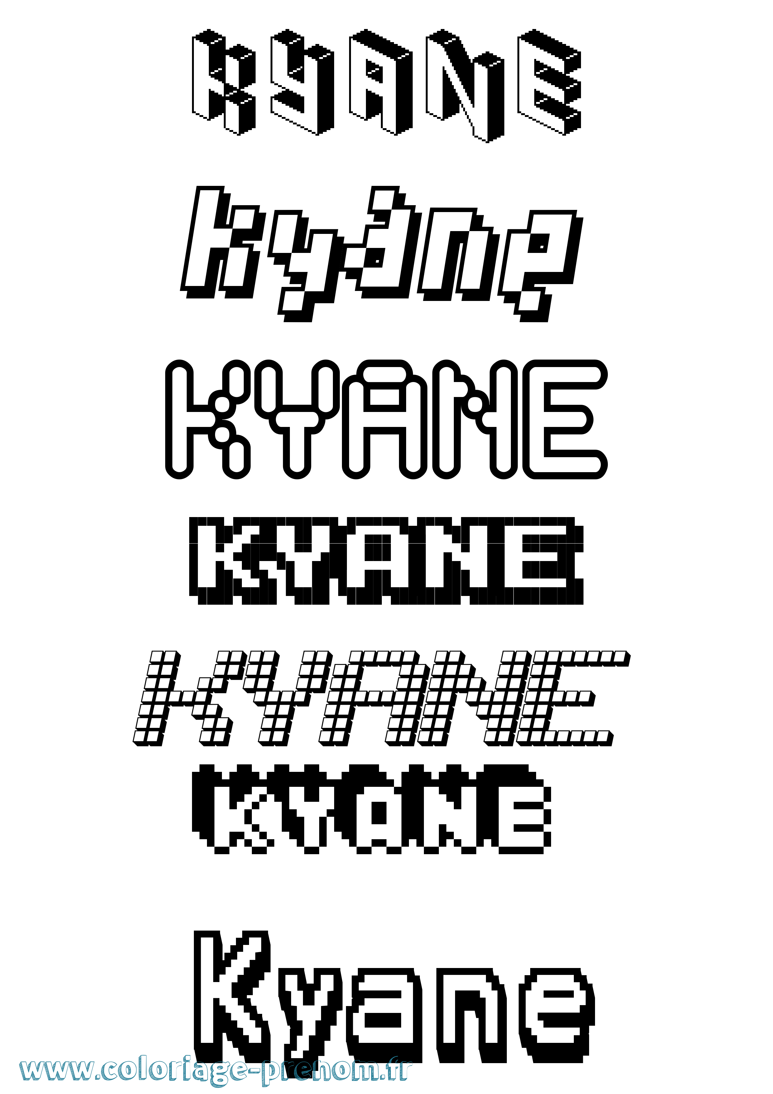 Coloriage Kyane Pixel Coloriage prénom Kyane Pixel