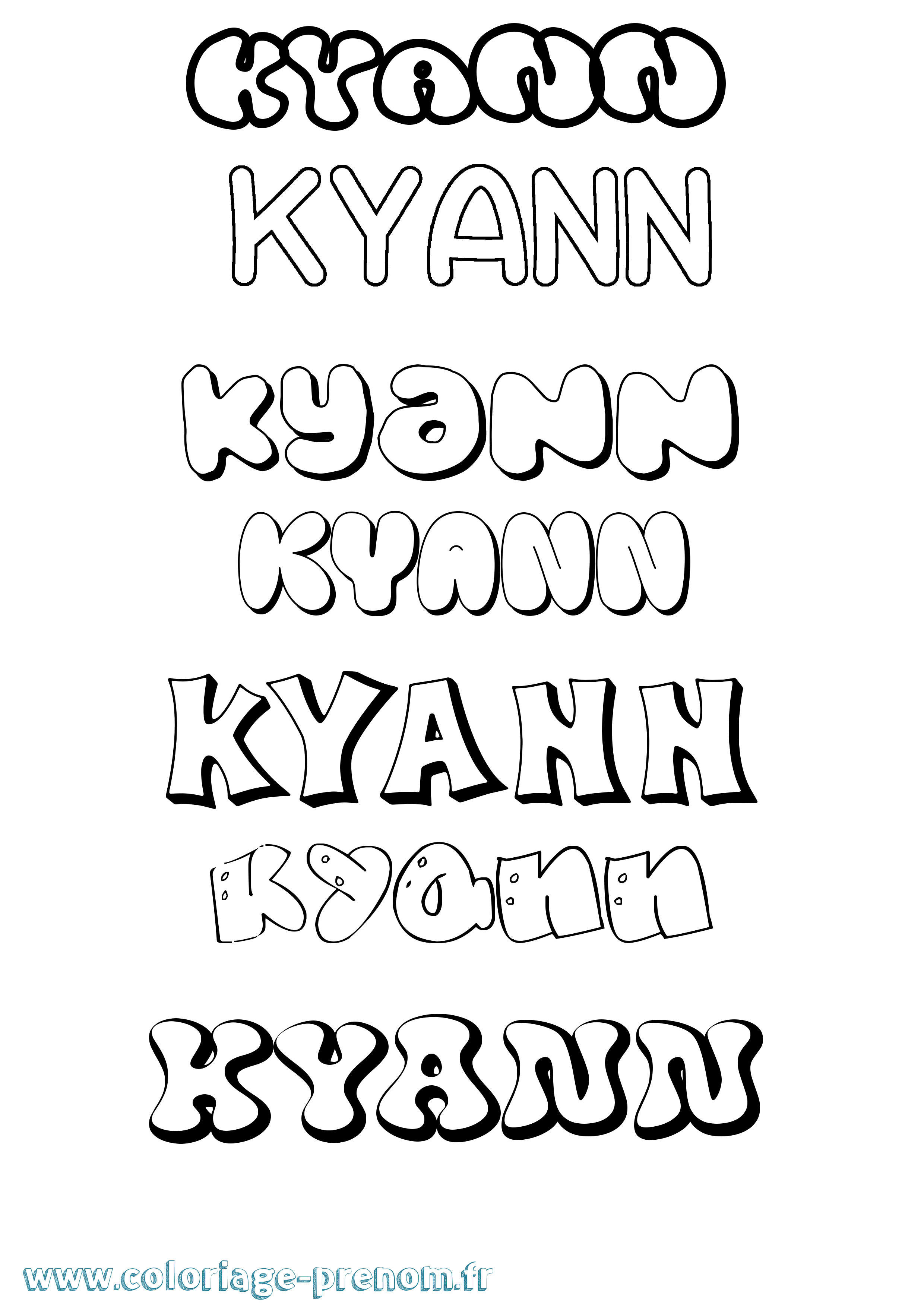 Coloriage Kyann Bubble Coloriage prénom Kyann Bubble