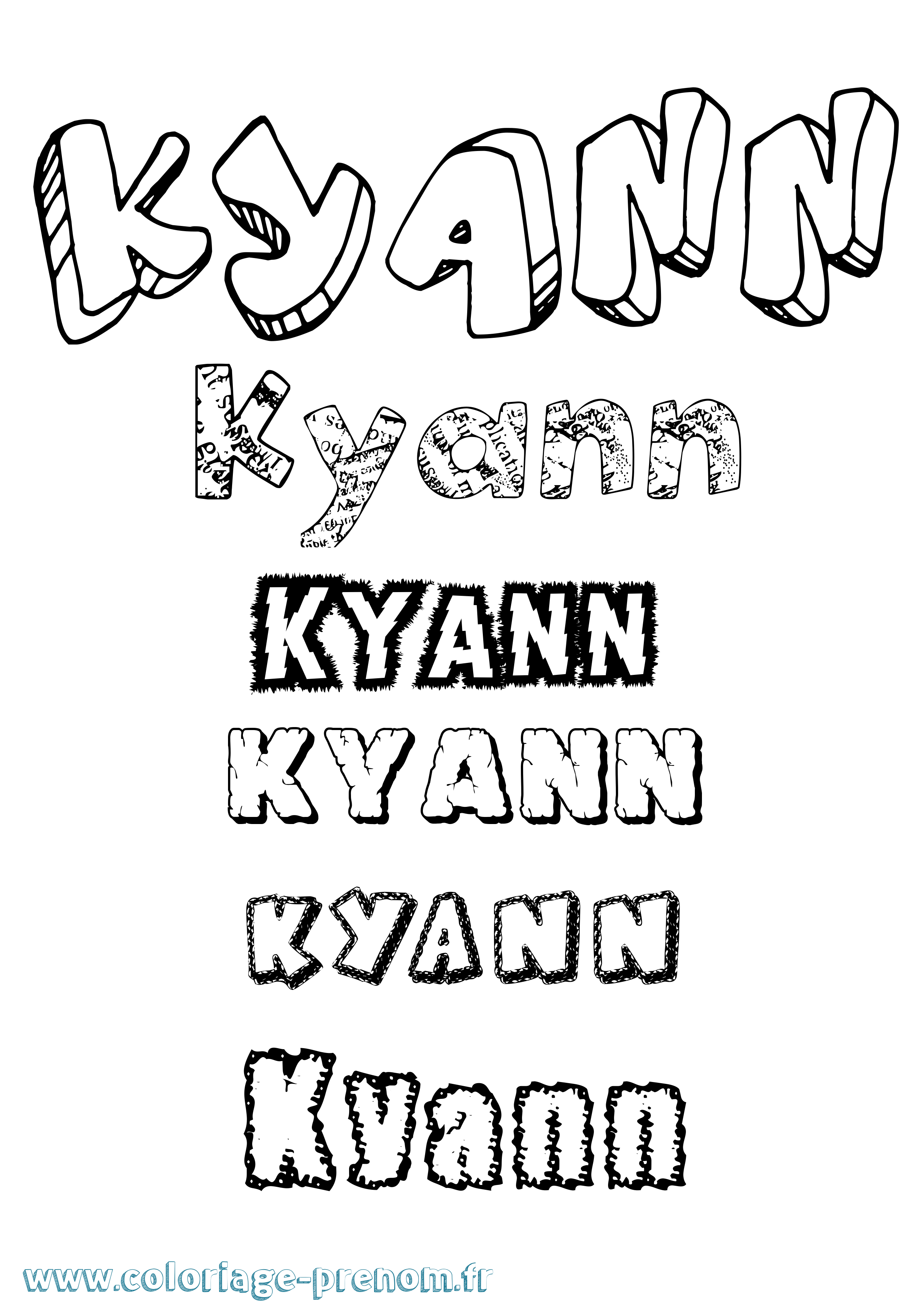 Coloriage Kyann Destructuré Coloriage prénom Kyann Destructuré