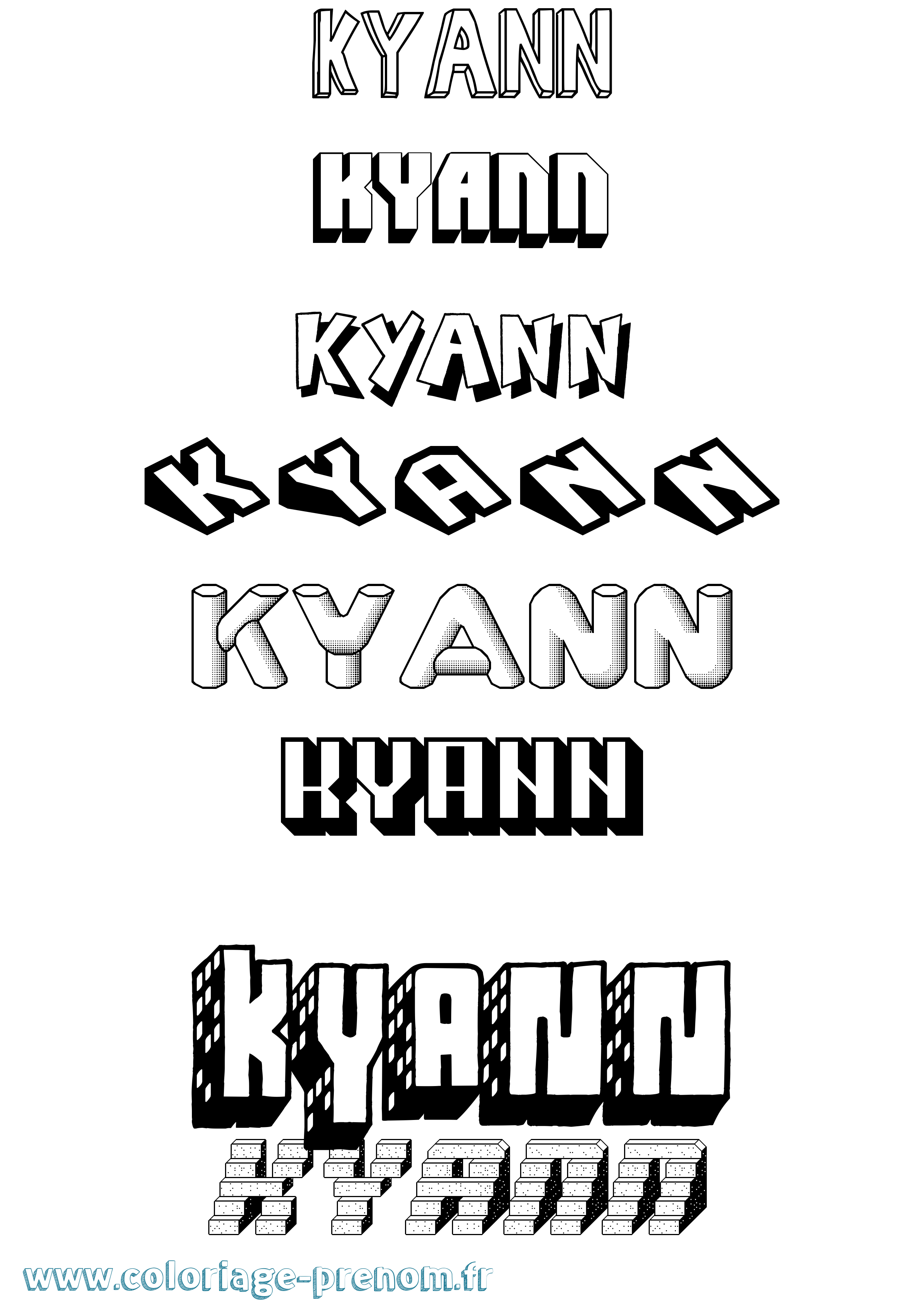 Coloriage Kyann Effet 3D Coloriage prénom Kyann Effet 3D