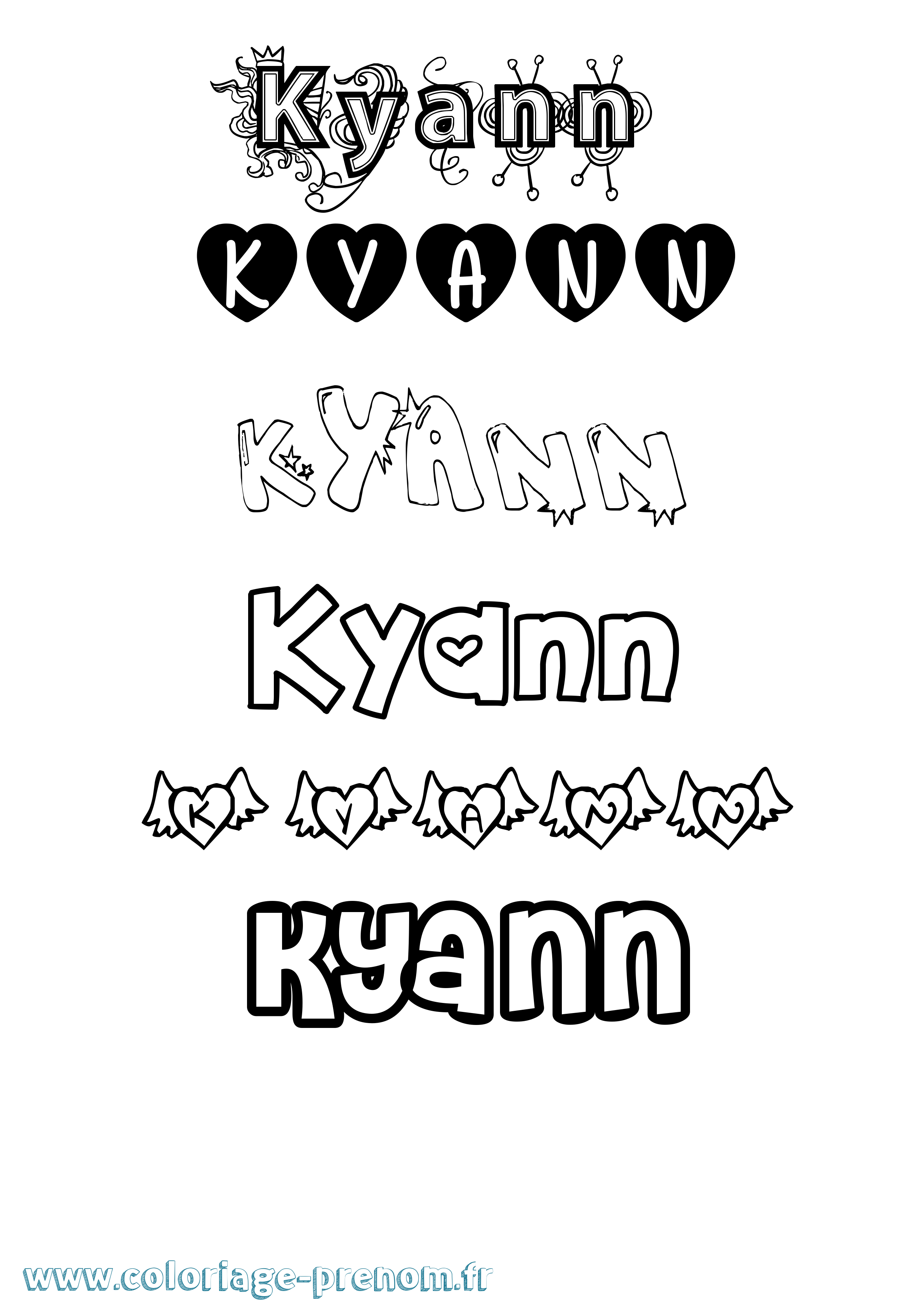 Coloriage Kyann Girly Coloriage prénom Kyann Girly