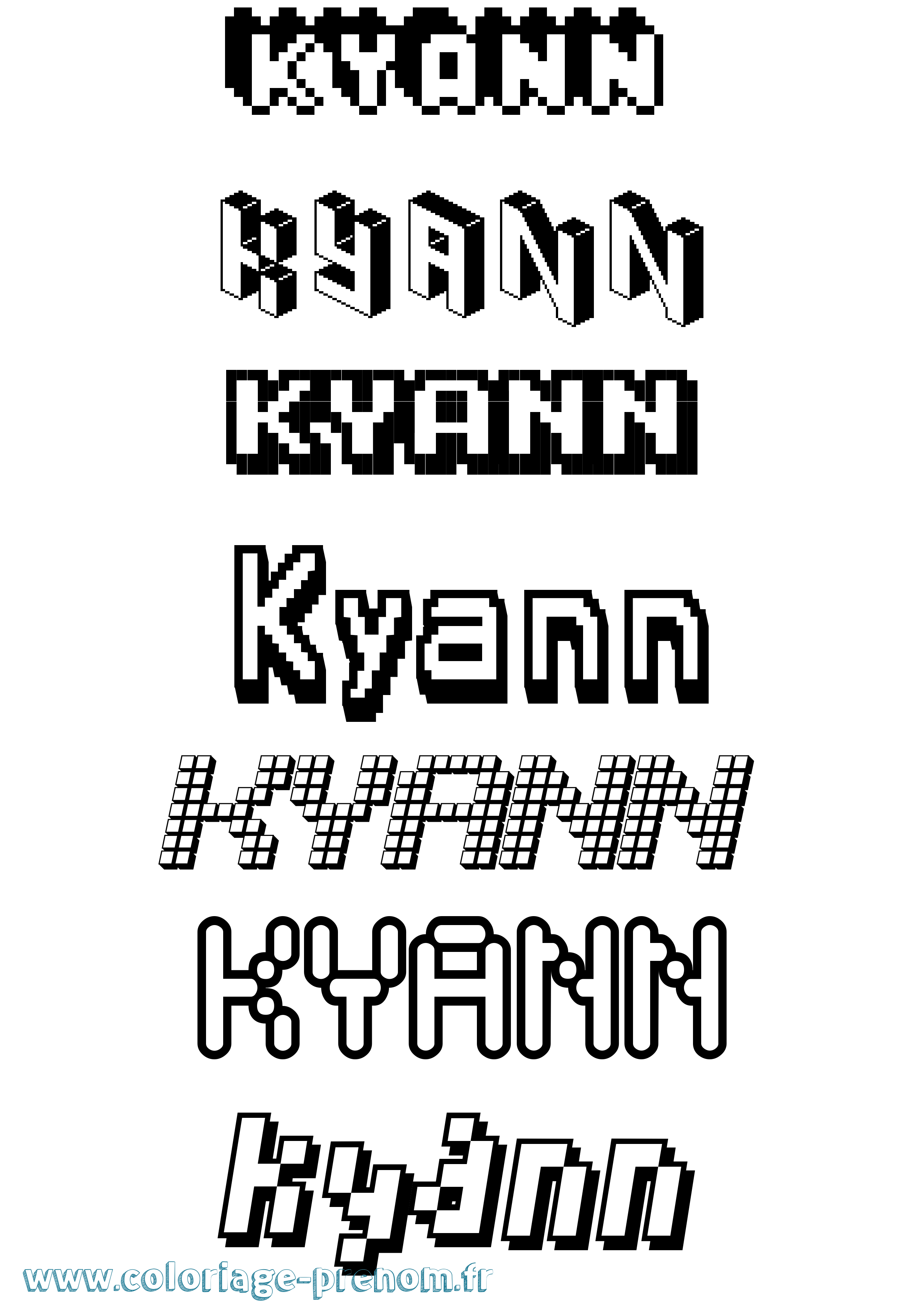Coloriage Kyann Pixel Coloriage prénom Kyann Pixel