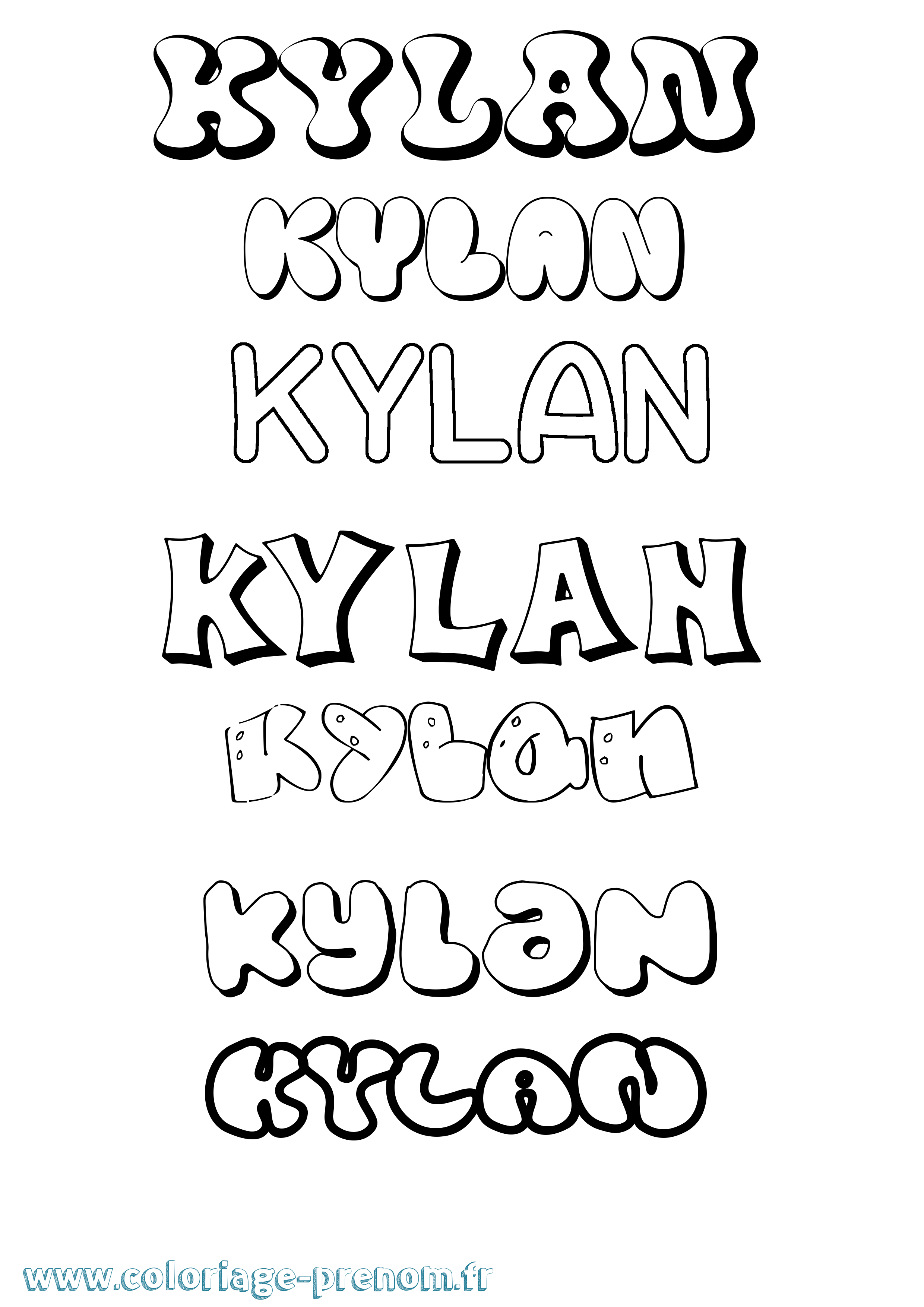 Coloriage Kylan Bubble Coloriage prénom Kylan Bubble