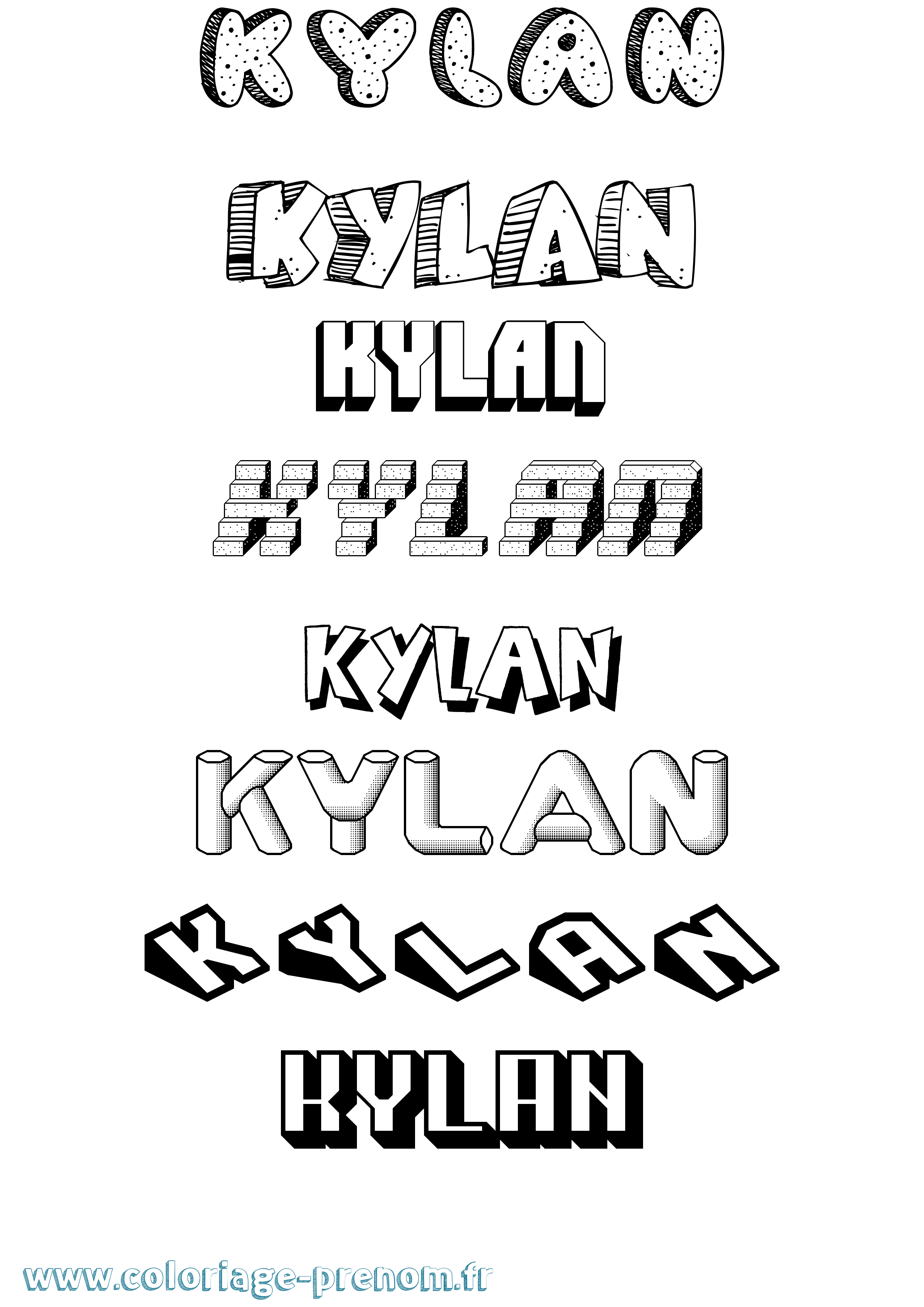 Coloriage Kylan Effet 3D Coloriage prénom Kylan Effet 3D