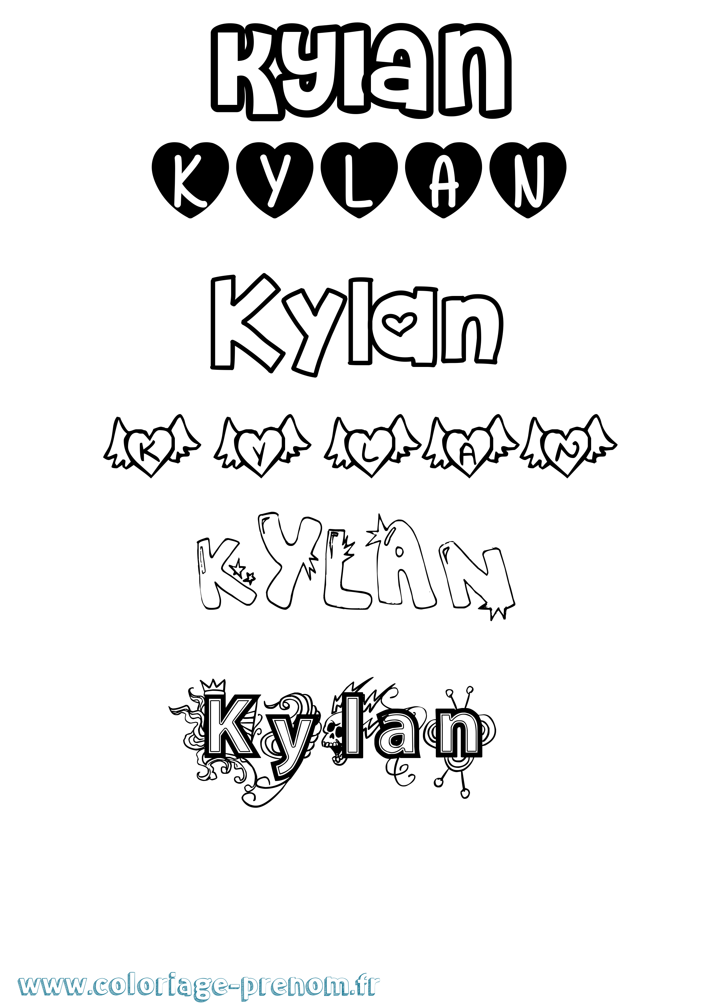 Coloriage Kylan Girly Coloriage prénom Kylan Girly