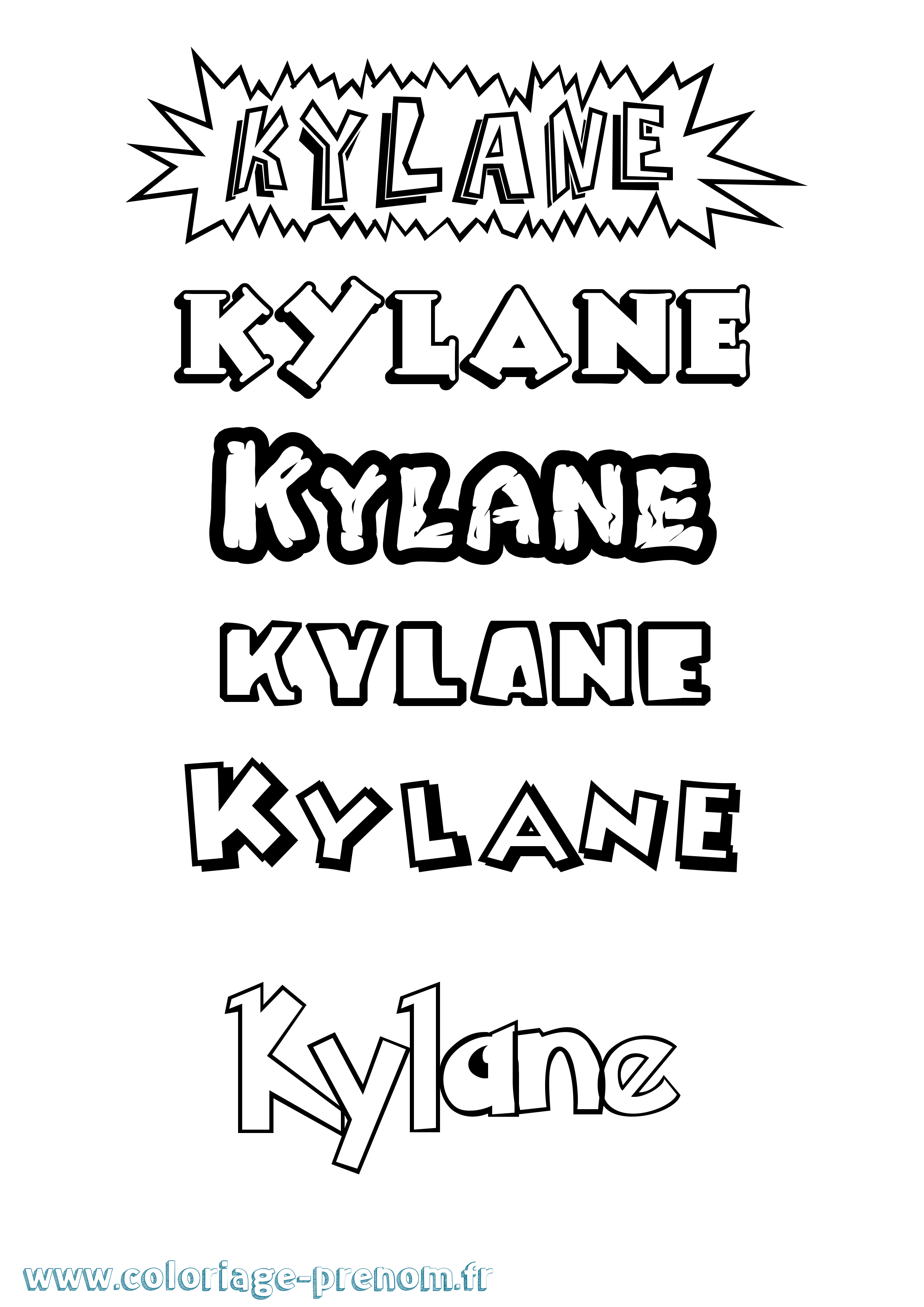 Coloriage Kylane Dessin Animé Coloriage prénom Kylane Dessin Animé