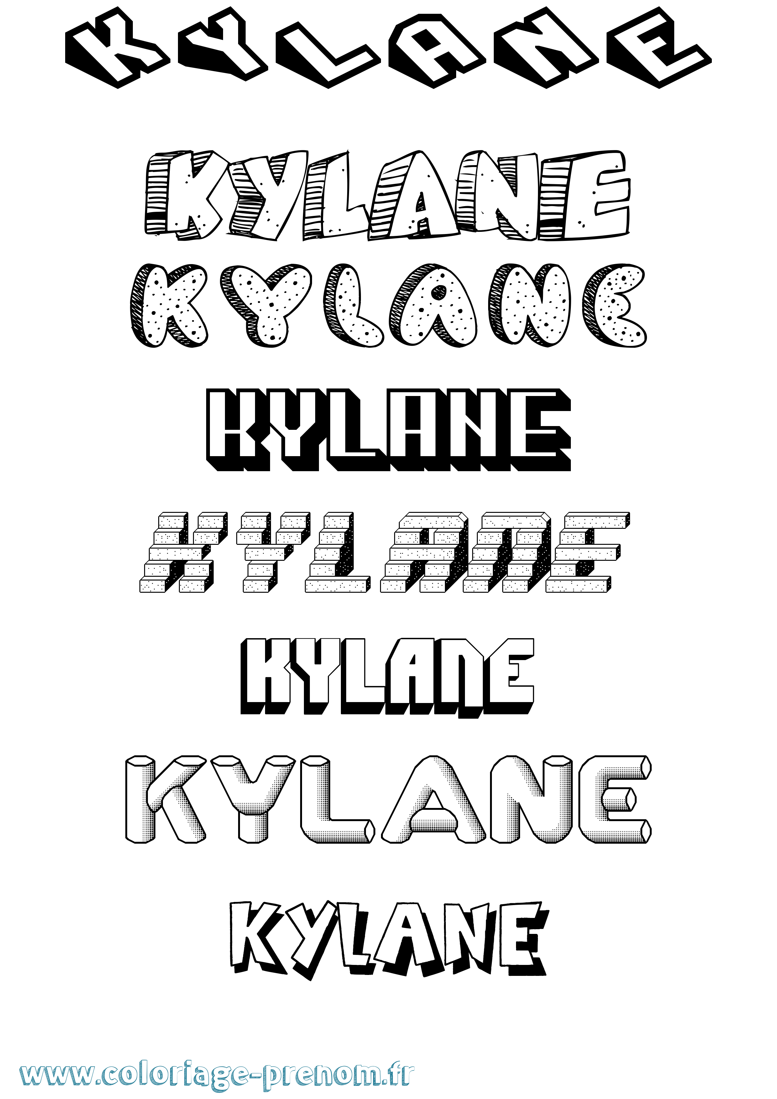 Coloriage Kylane Effet 3D Coloriage prénom Kylane Effet 3D