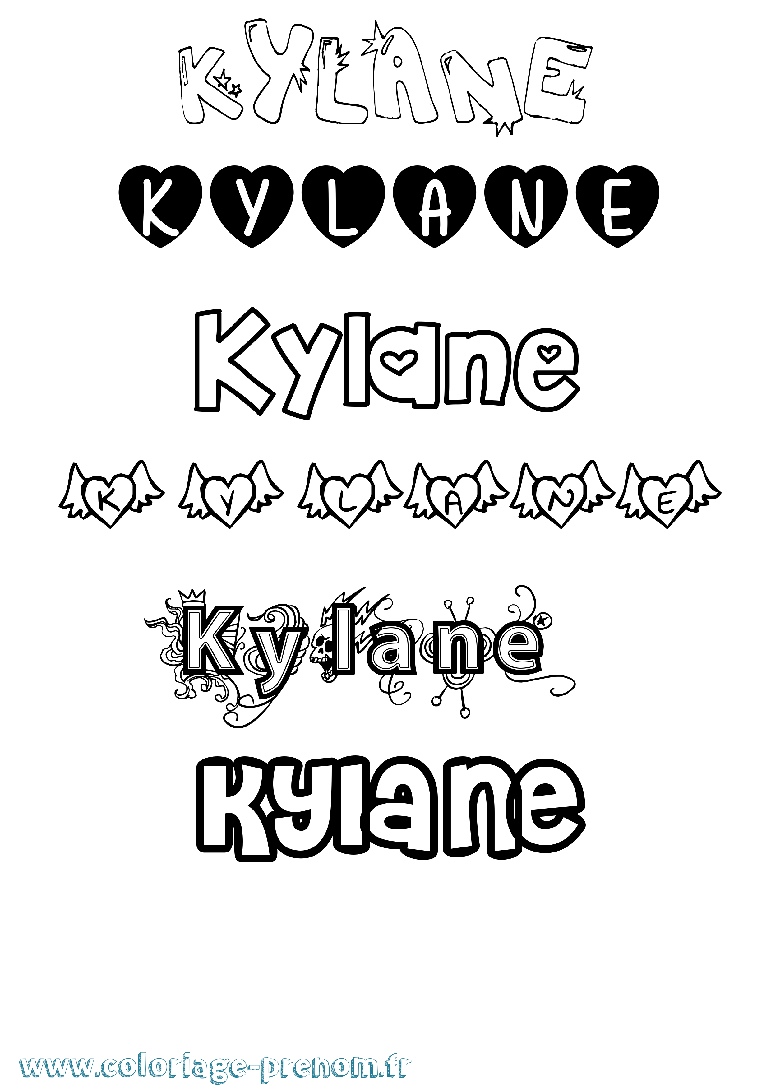 Coloriage Kylane Girly Coloriage prénom Kylane Girly