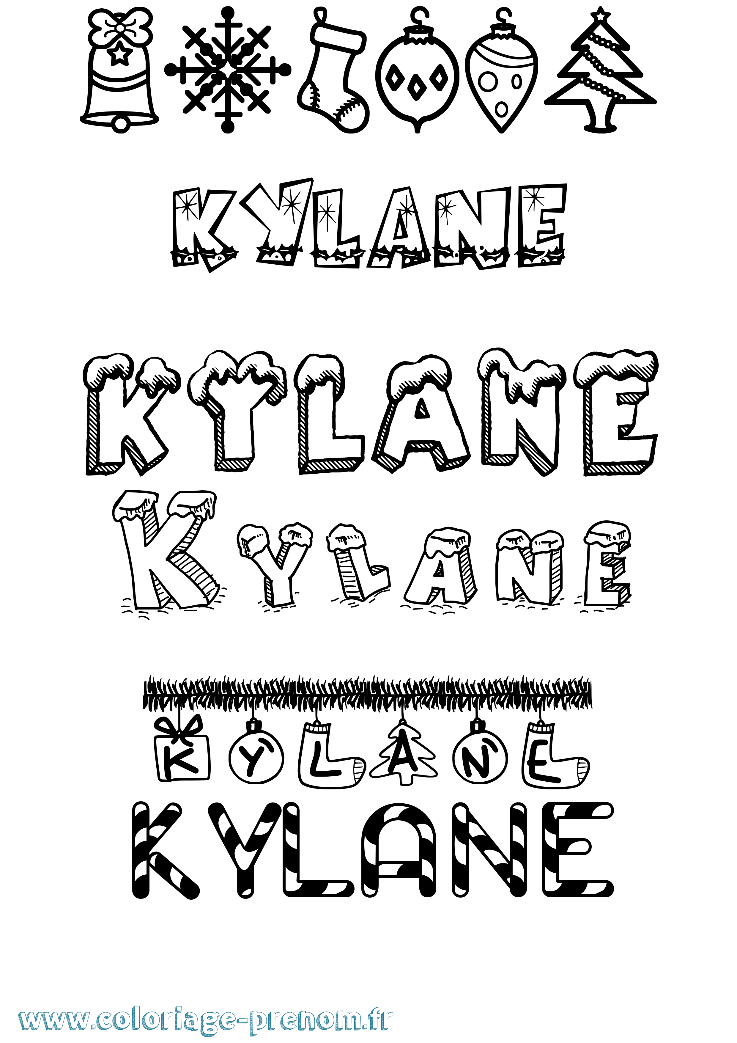 Coloriage Kylane Noël Coloriage prénom Kylane Noël