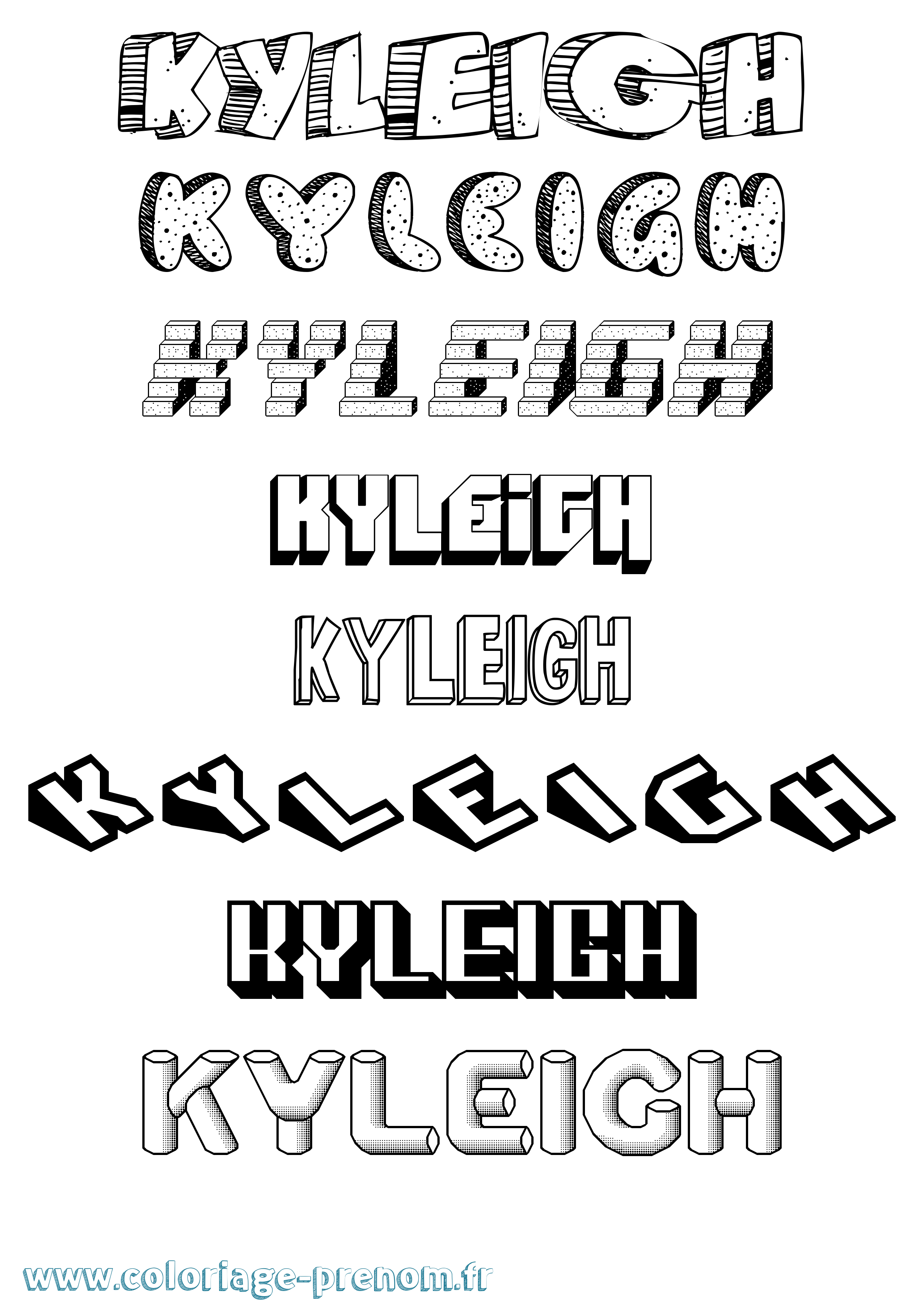 Coloriage Kyleigh Effet 3D Coloriage prénom Kyleigh Effet 3D
