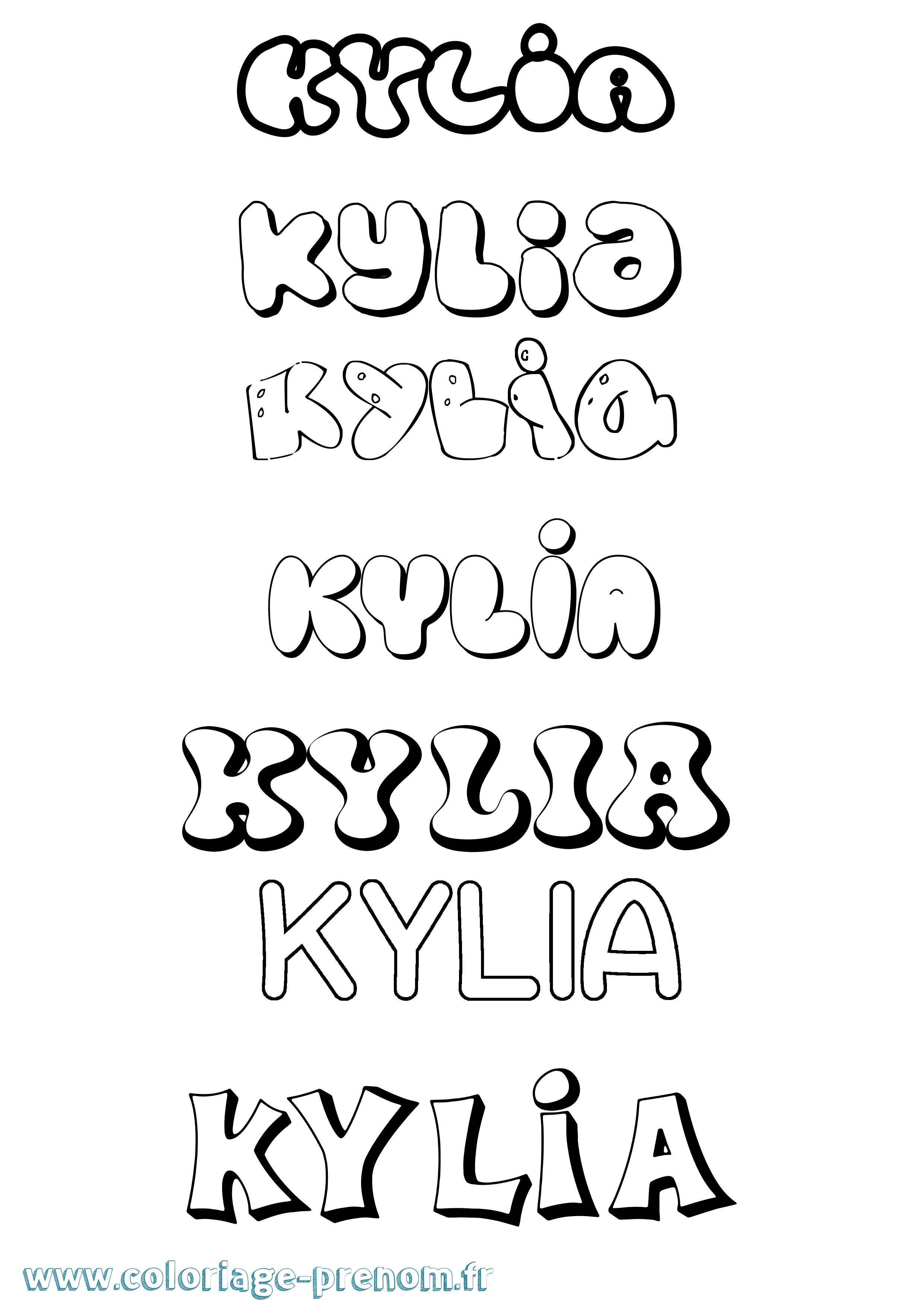 Coloriage Kylia Bubble Coloriage prénom Kylia Bubble