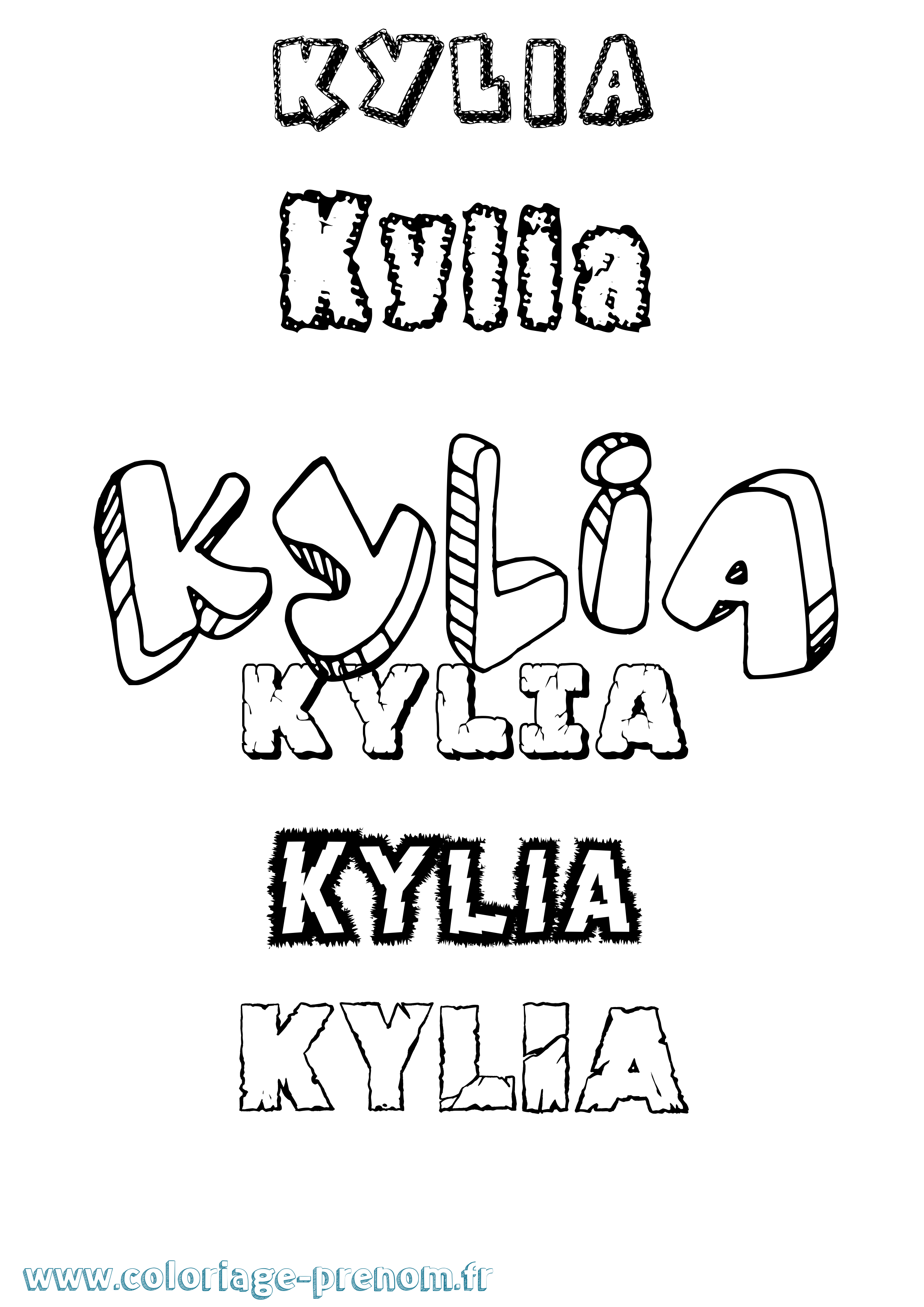 Coloriage Kylia Destructuré Coloriage prénom Kylia Destructuré