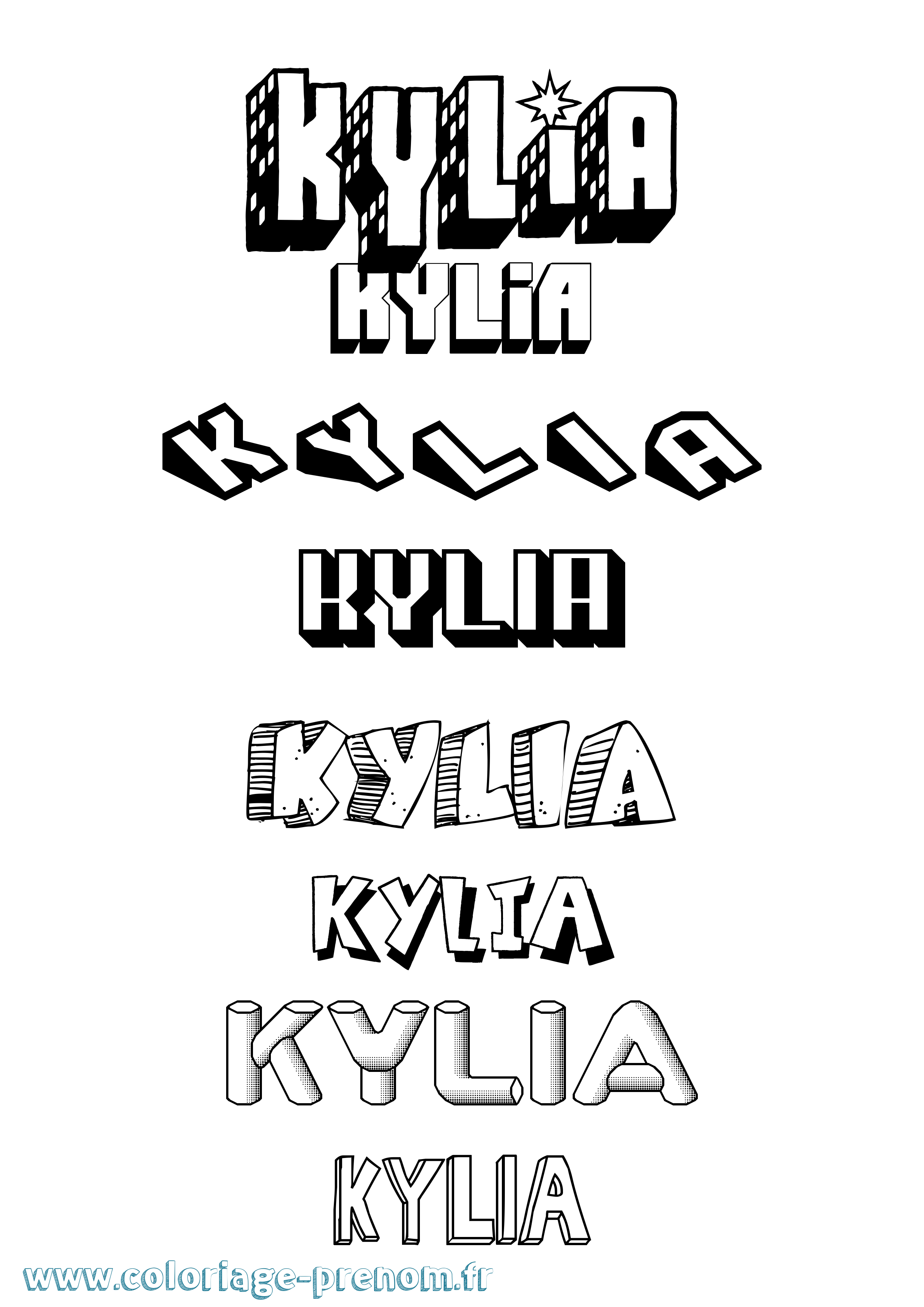 Coloriage Kylia Effet 3D Coloriage prénom Kylia Effet 3D
