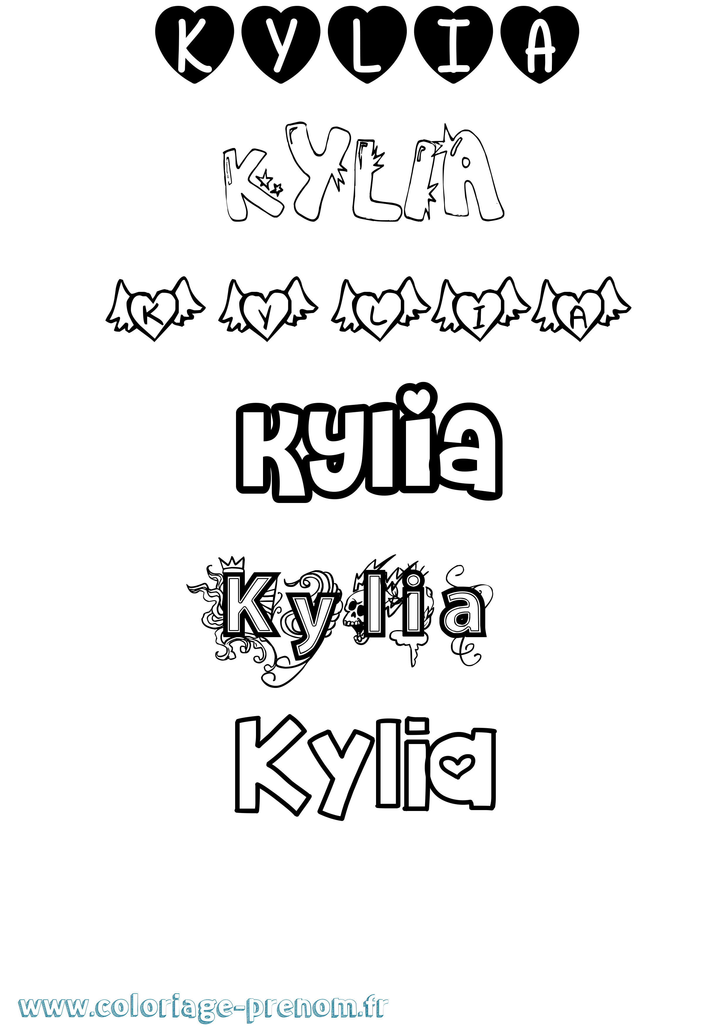 Coloriage Kylia Girly Coloriage prénom Kylia Girly