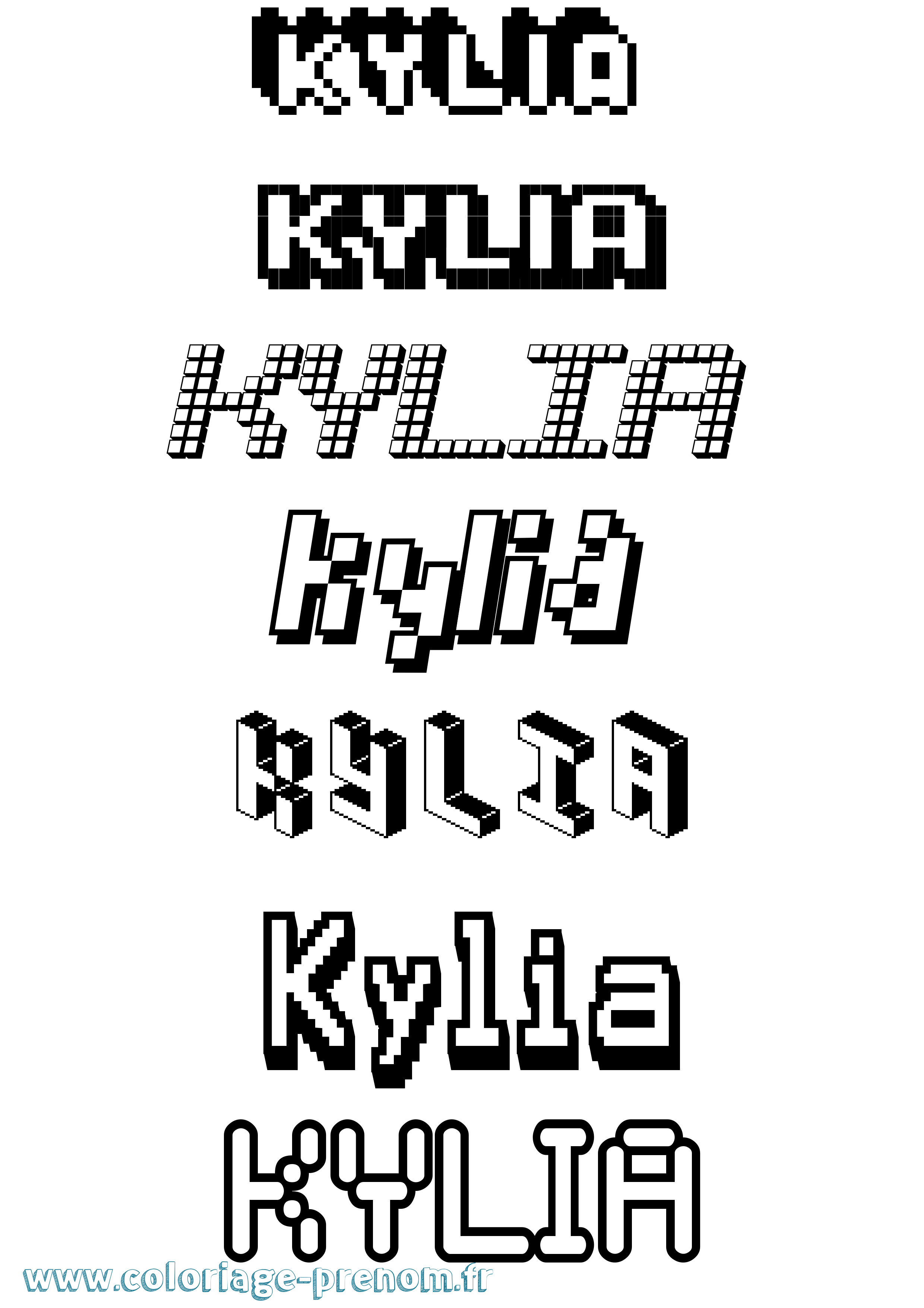 Coloriage Kylia Pixel Coloriage prénom Kylia Pixel