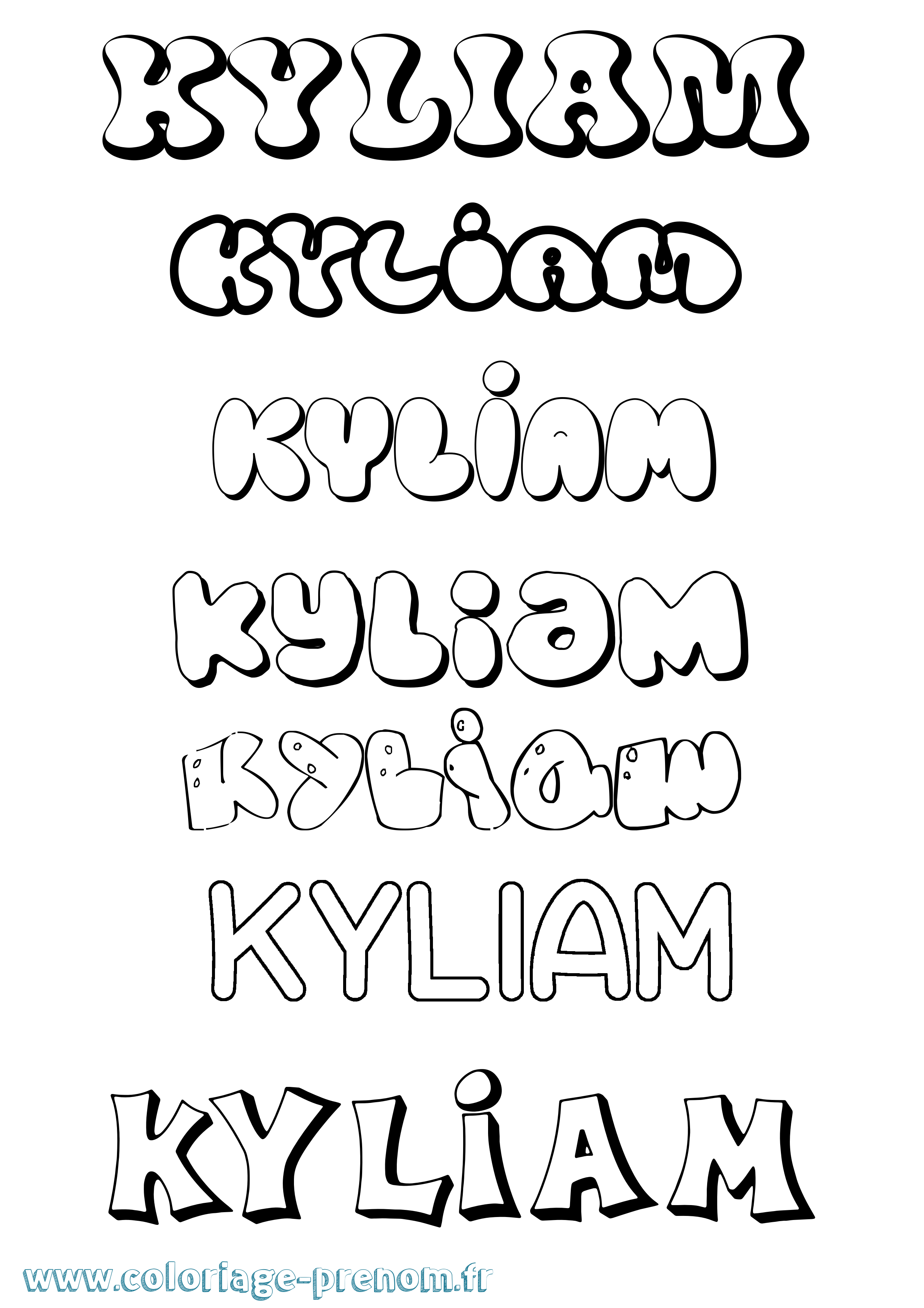 Coloriage Kyliam Bubble Coloriage prénom Kyliam Bubble
