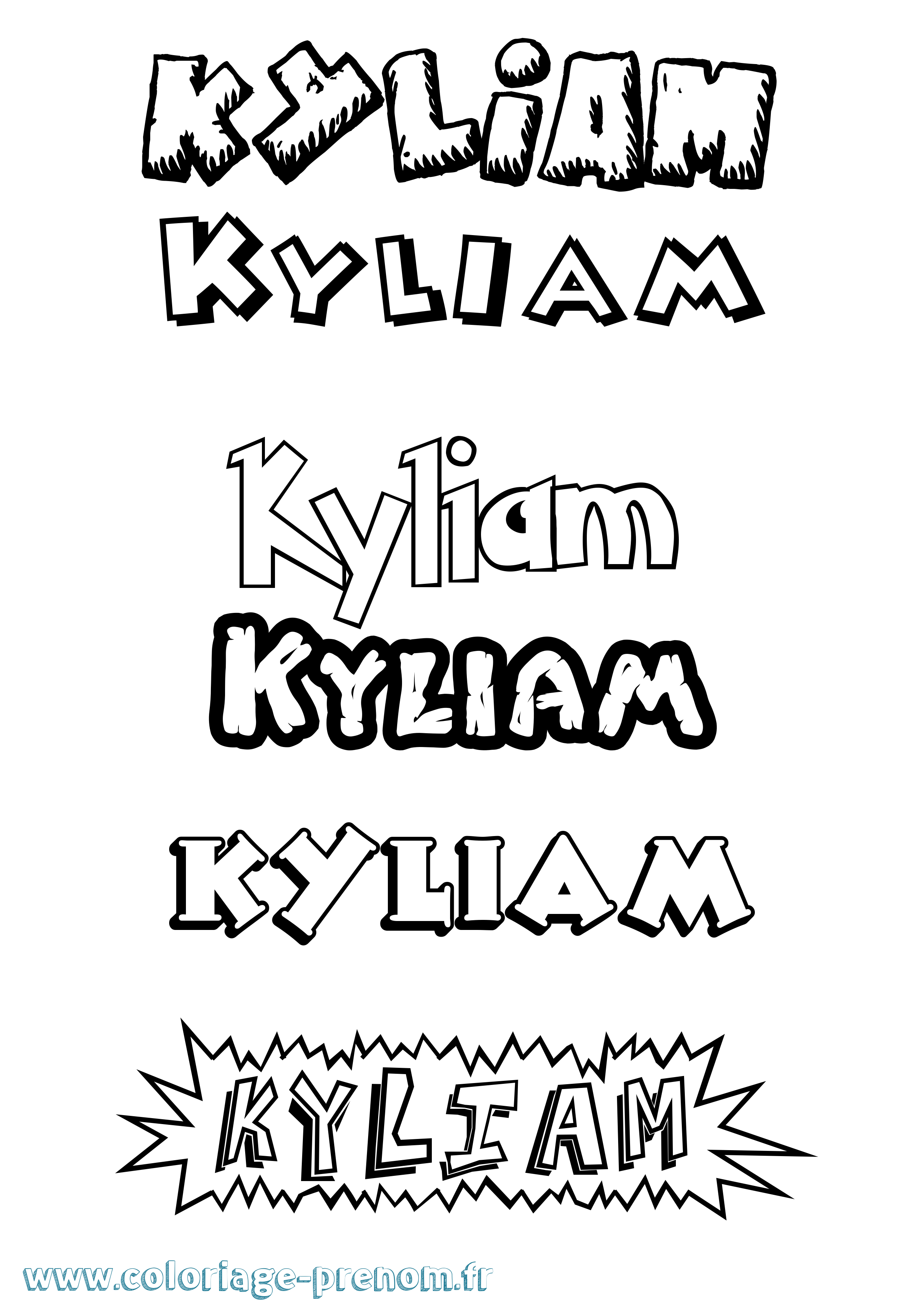Coloriage Kyliam Dessin Animé Coloriage prénom Kyliam Dessin Animé