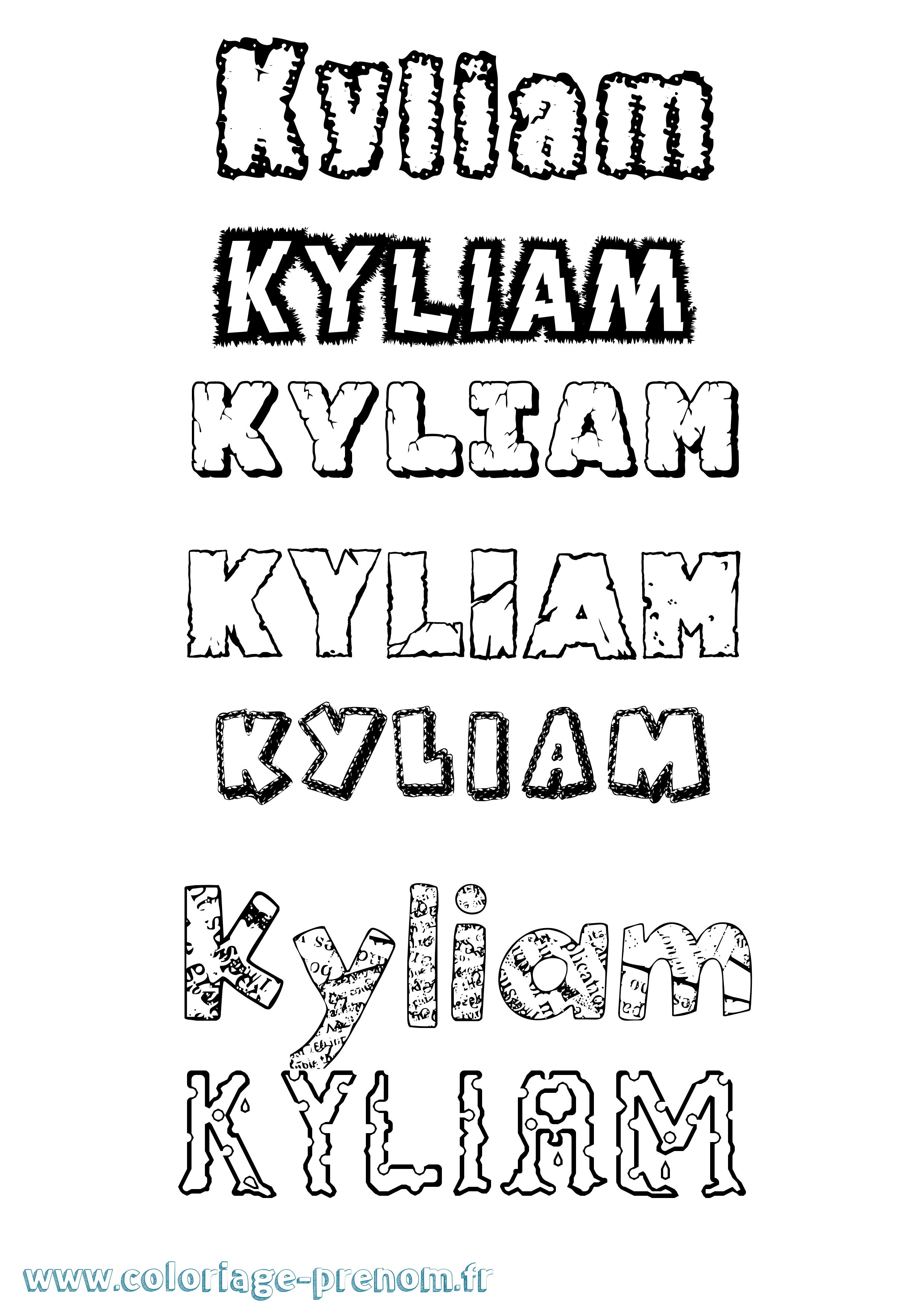 Coloriage Kyliam Destructuré Coloriage prénom Kyliam Destructuré