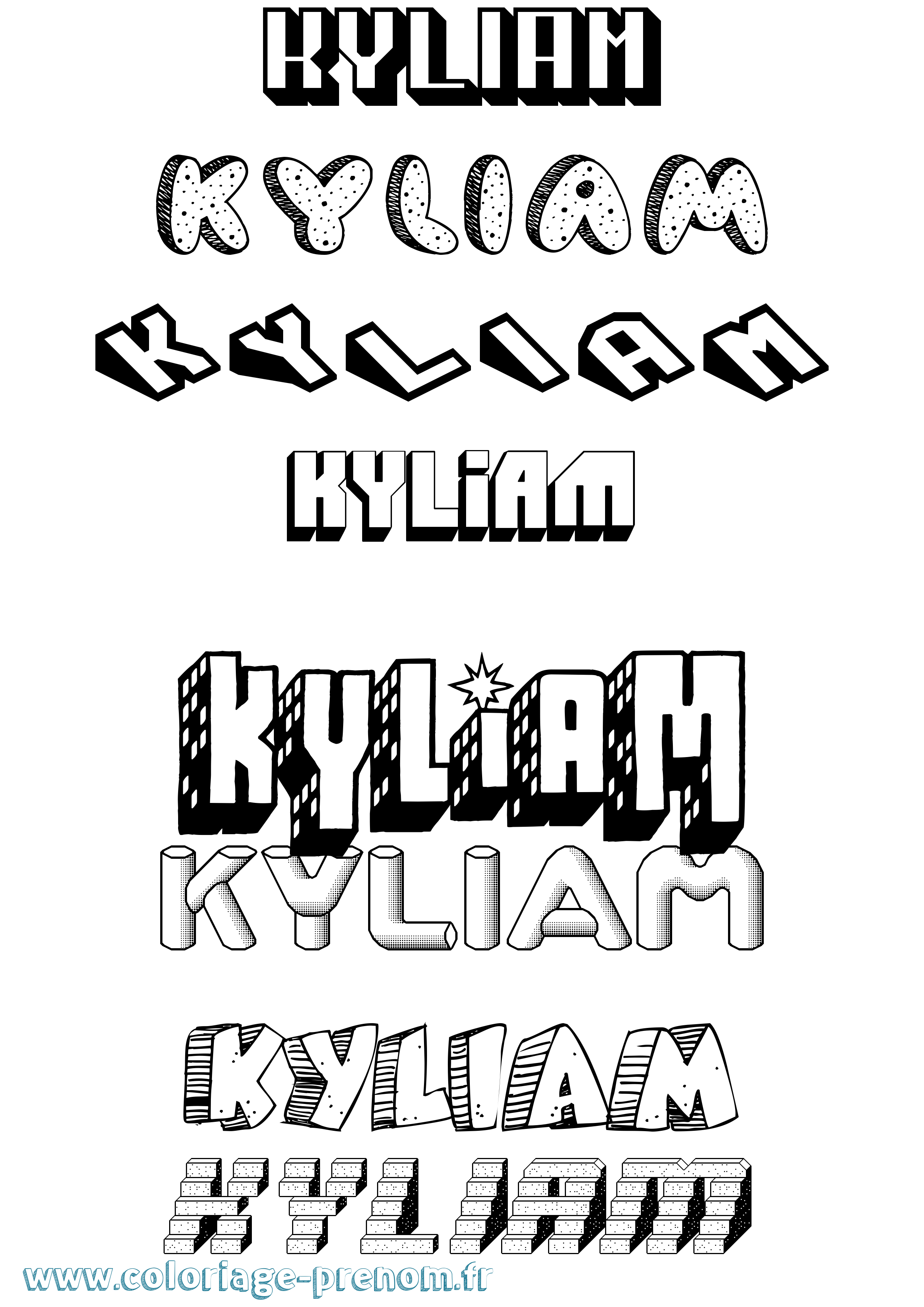Coloriage Kyliam Effet 3D Coloriage prénom Kyliam Effet 3D