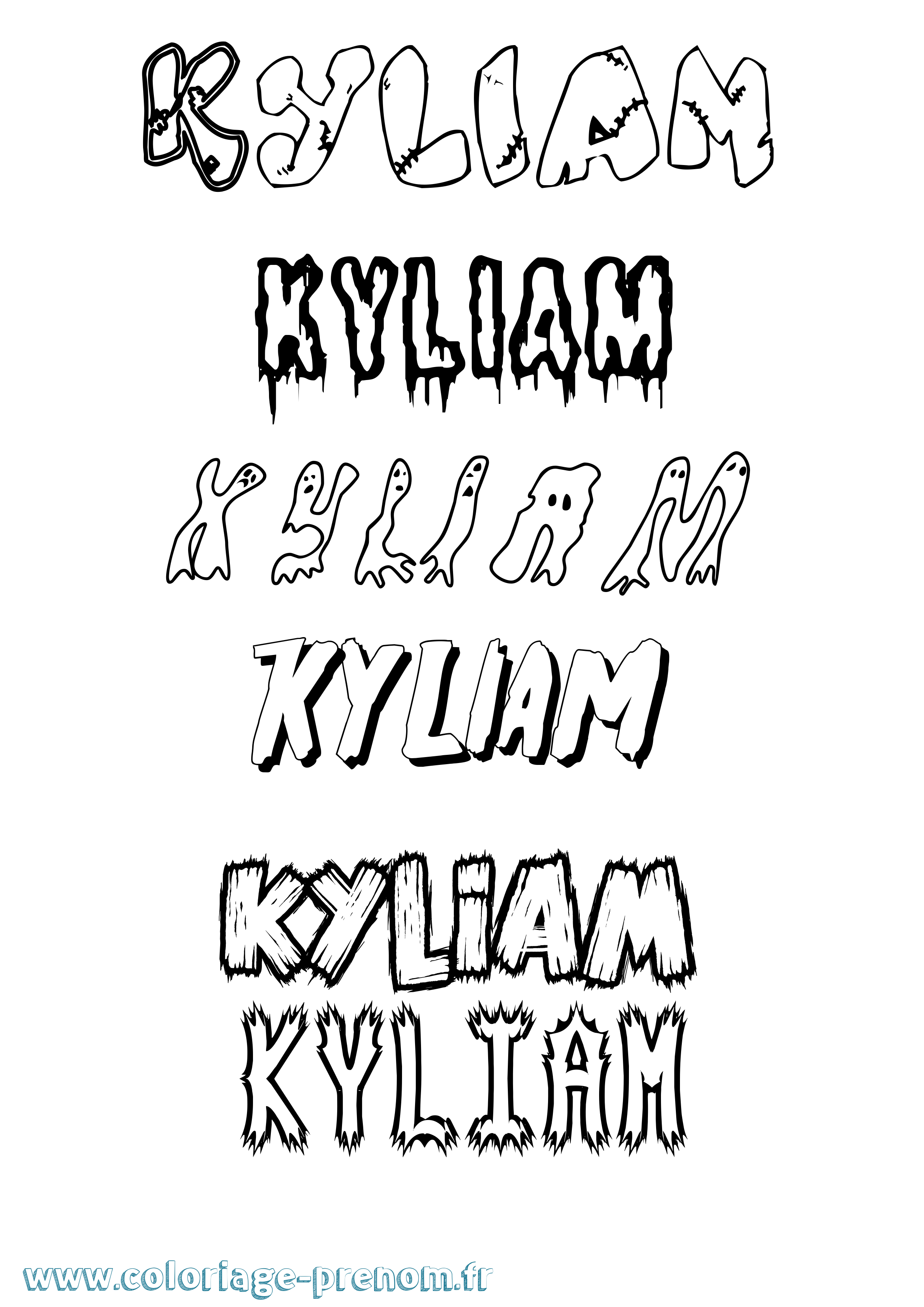 Coloriage Kyliam Frisson Coloriage prénom Kyliam Frisson