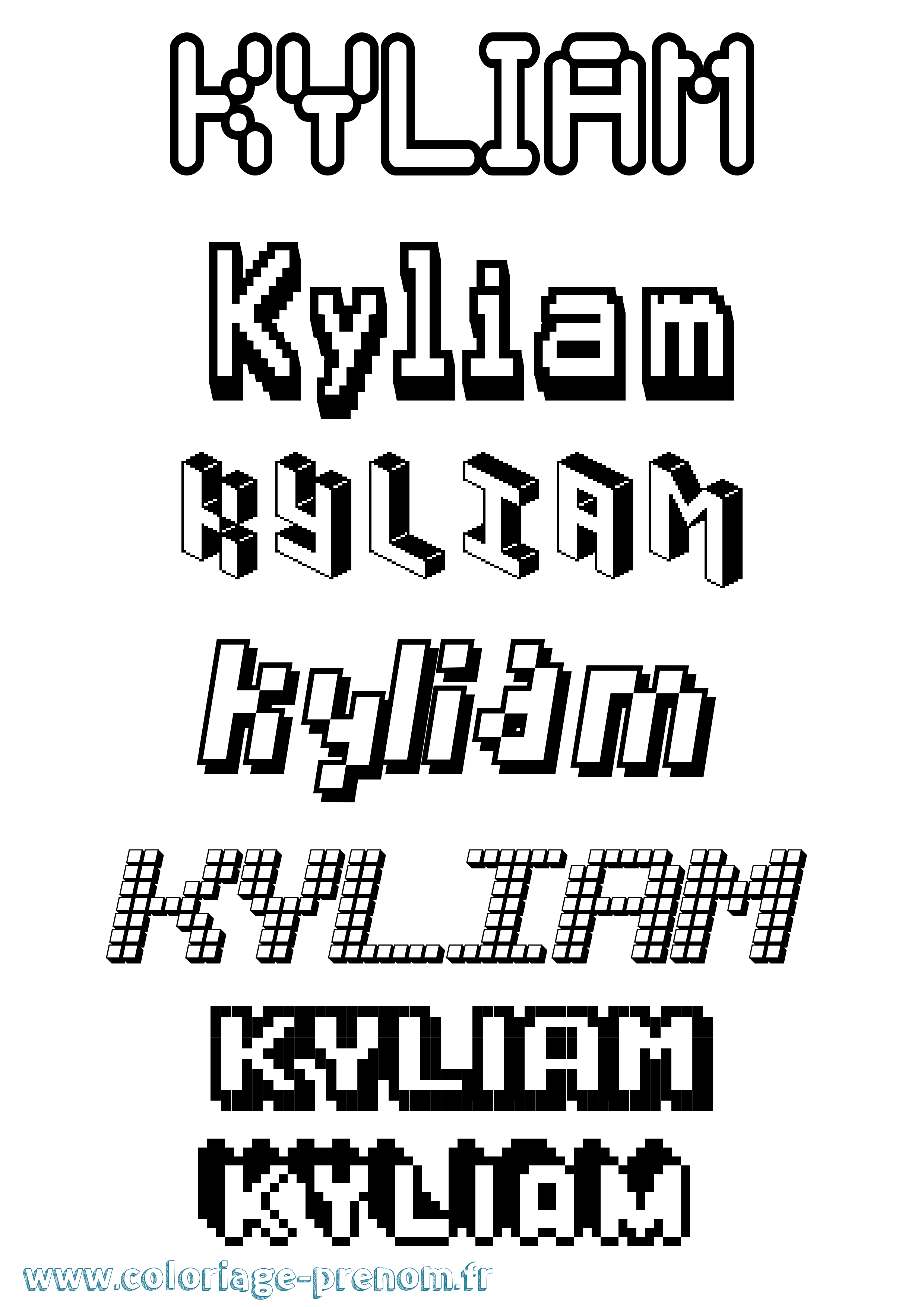 Coloriage Kyliam Pixel Coloriage prénom Kyliam Pixel