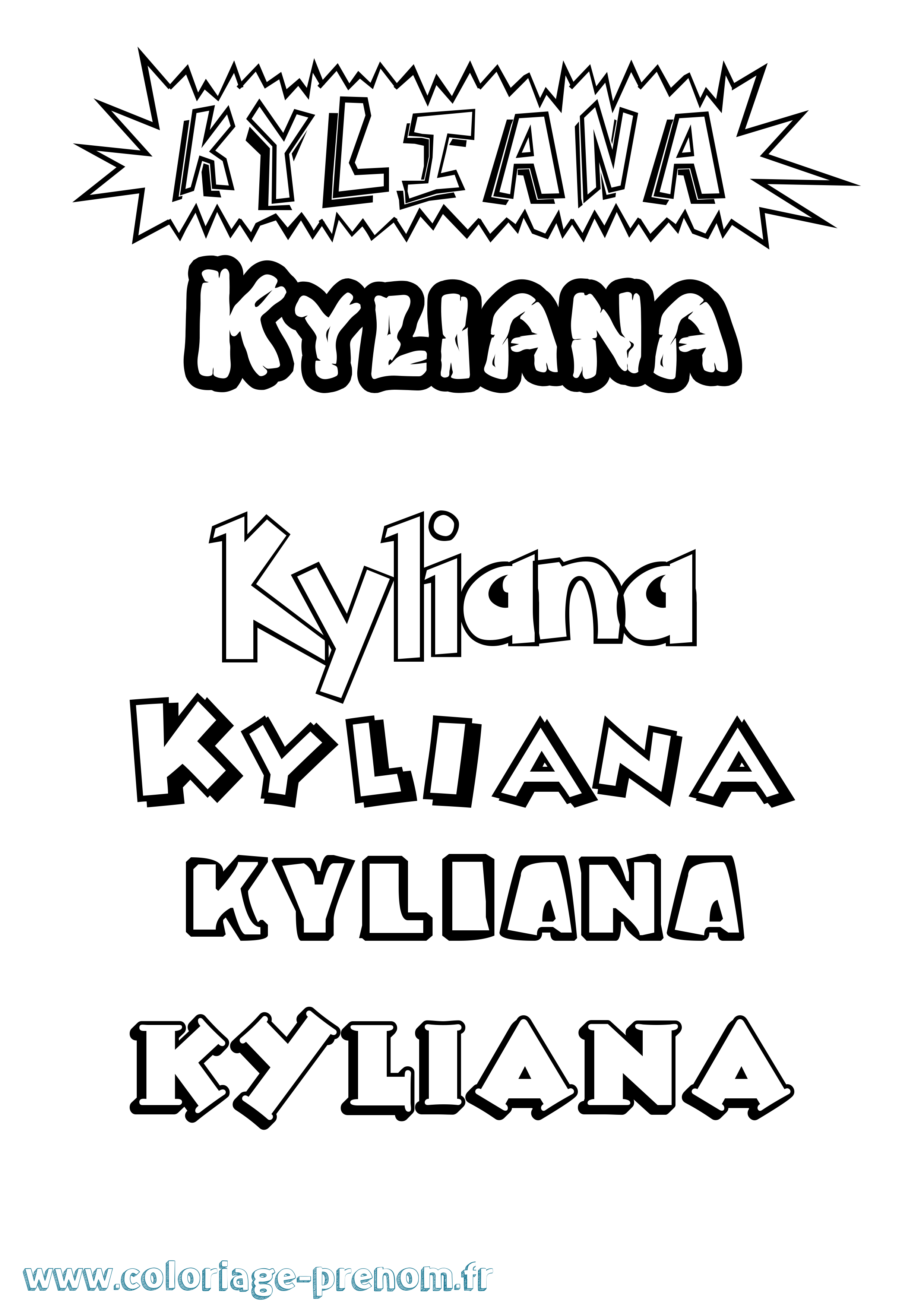 Coloriage Kyliana Dessin Animé Coloriage prénom Kyliana Dessin Animé