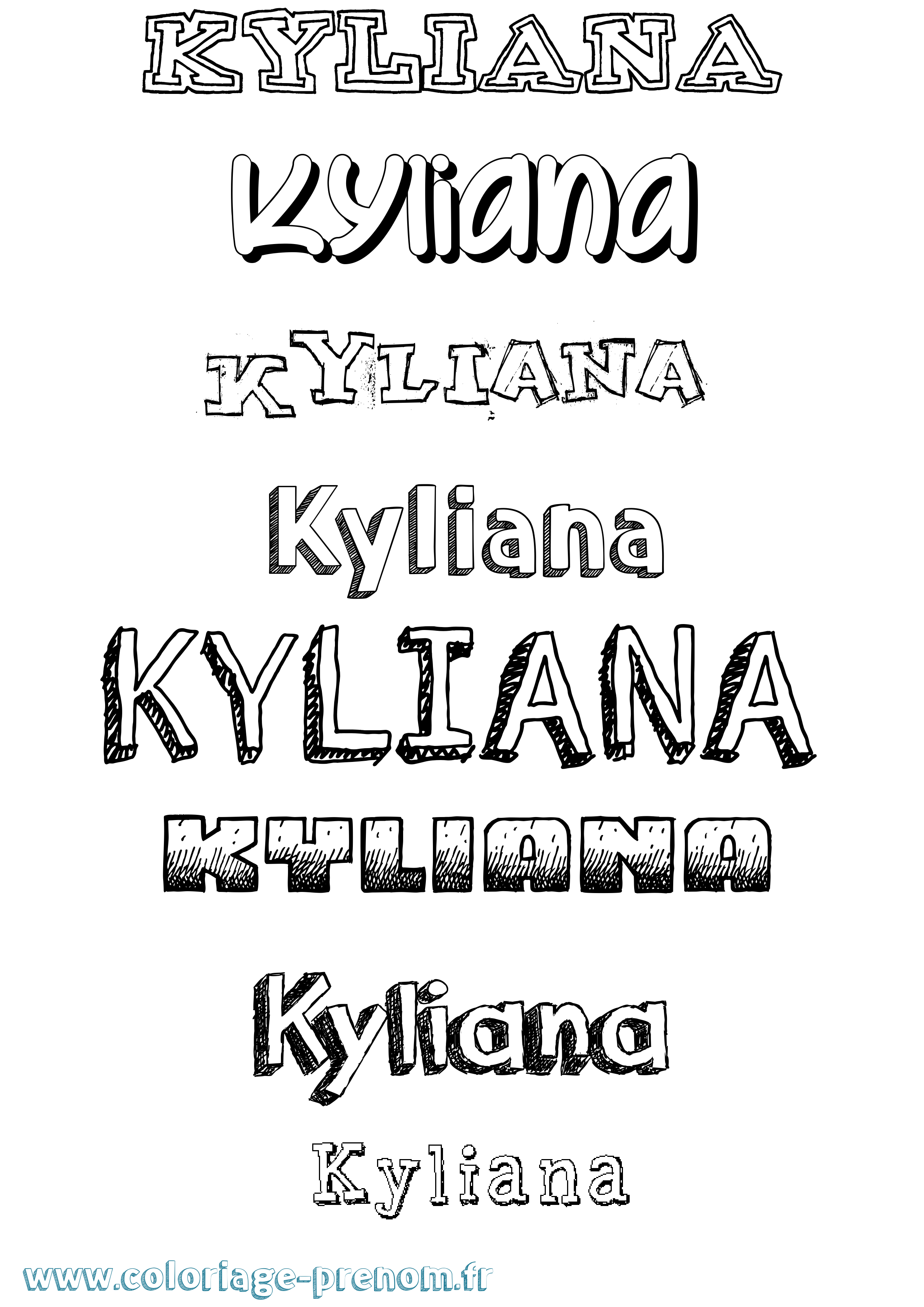 Coloriage Kyliana Dessiné Coloriage prénom Kyliana Dessiné