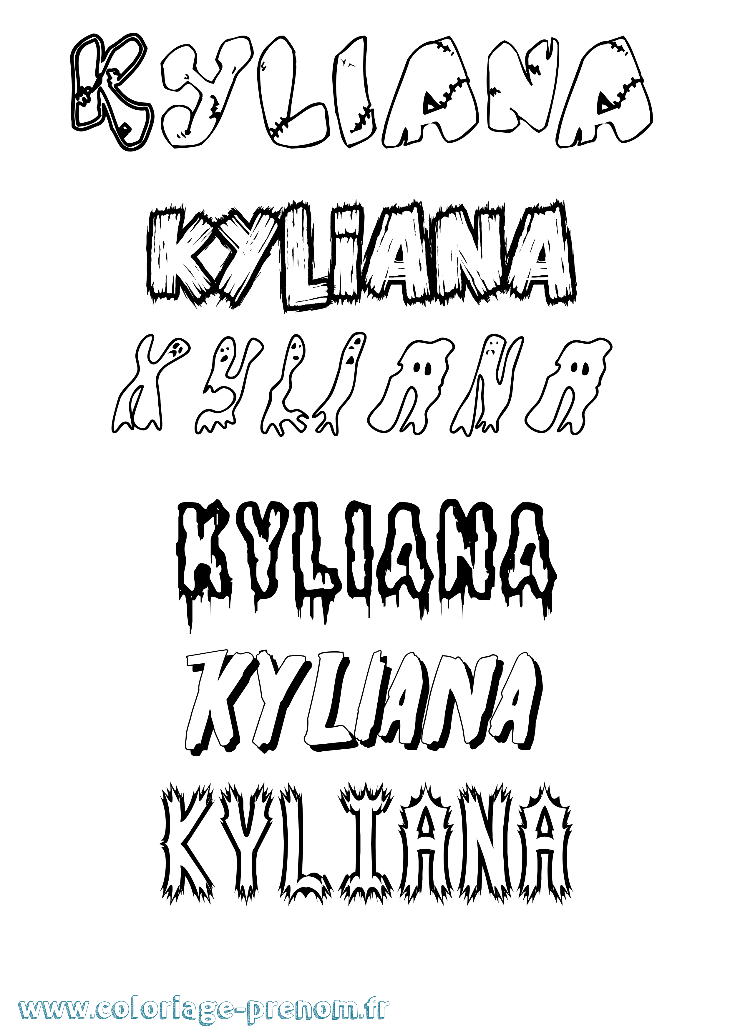 Coloriage Kyliana Frisson Coloriage prénom Kyliana Frisson