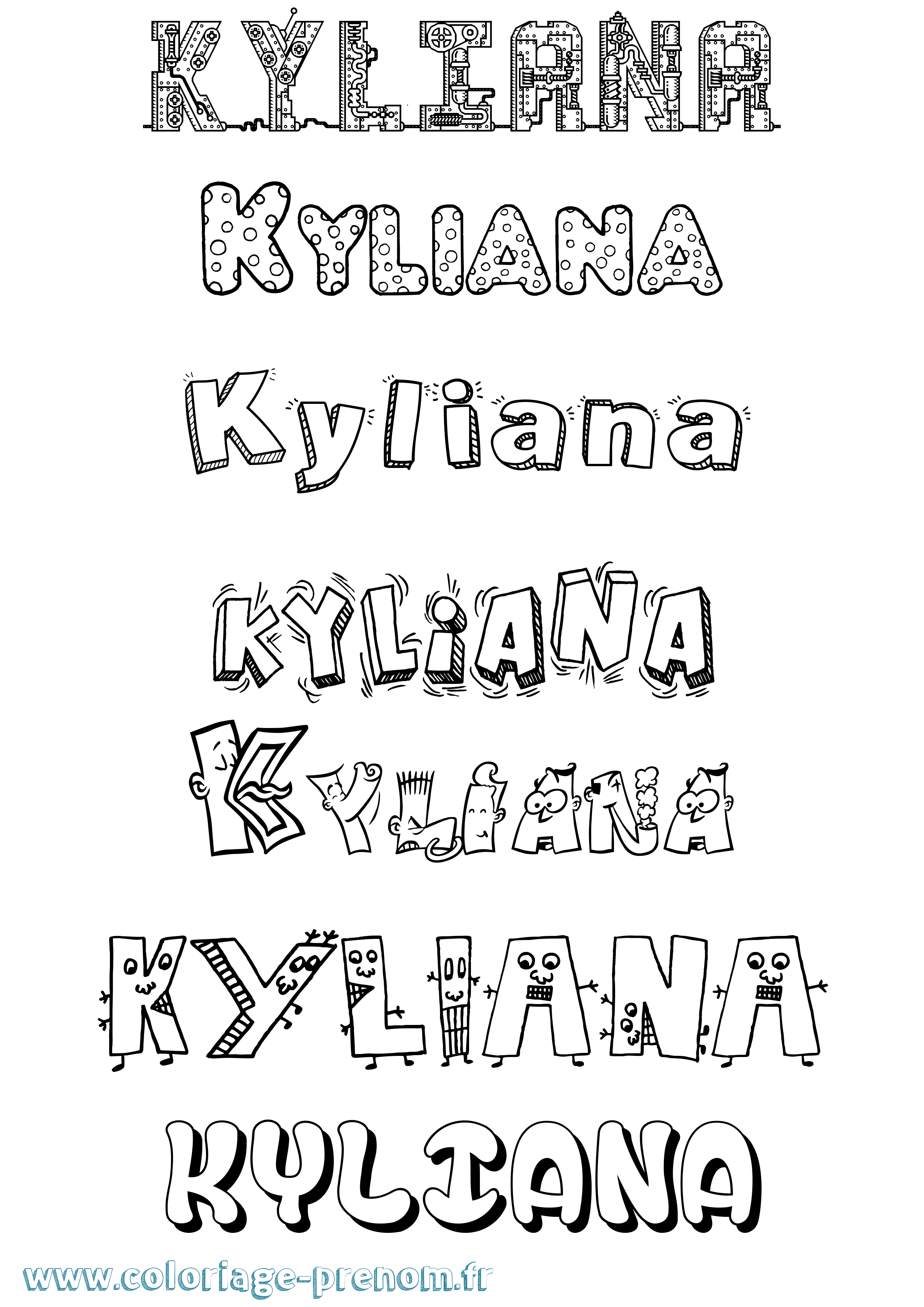 Coloriage Kyliana Fun Coloriage prénom Kyliana Fun