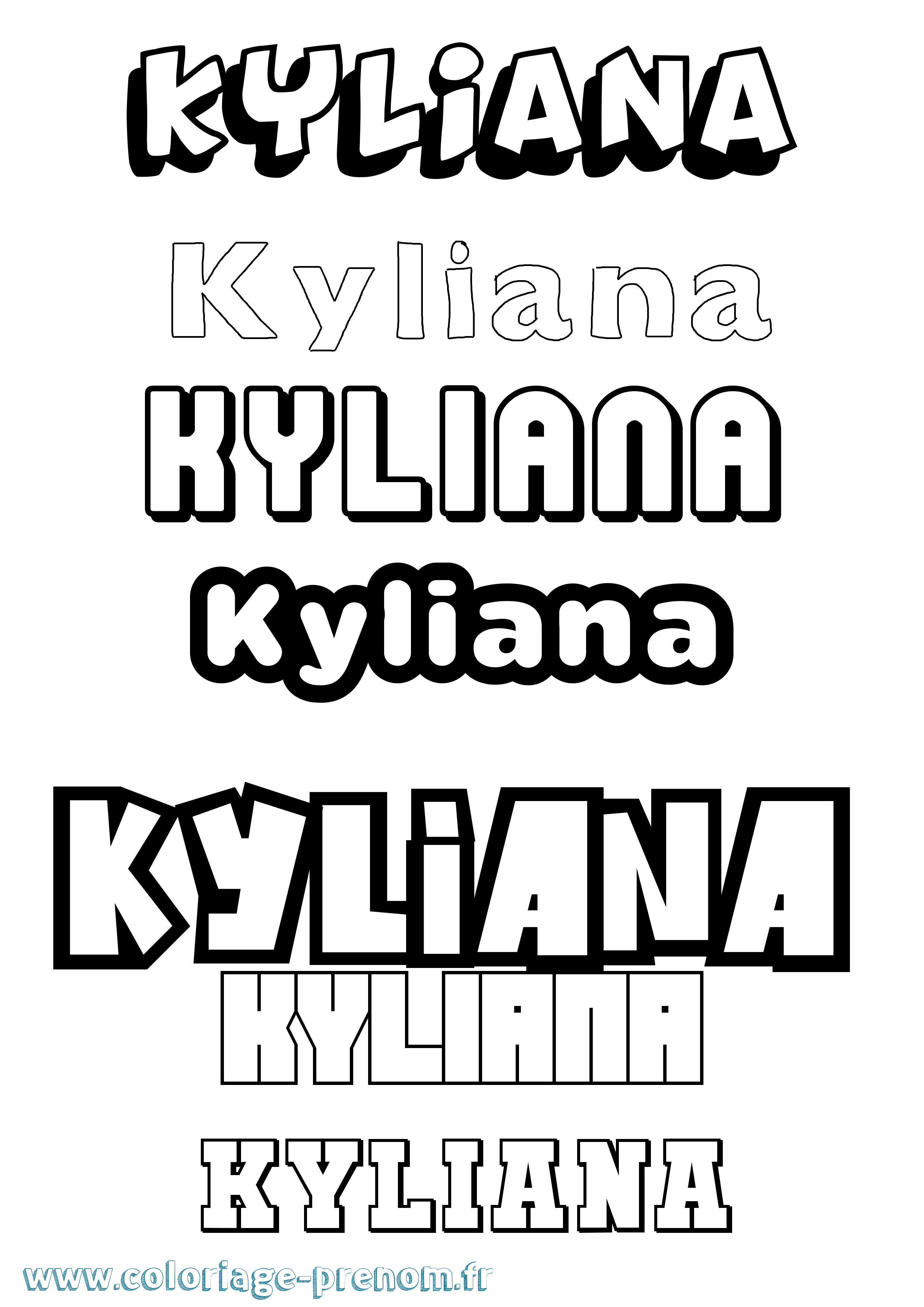 Coloriage Kyliana Simple Coloriage prénom Kyliana Simple