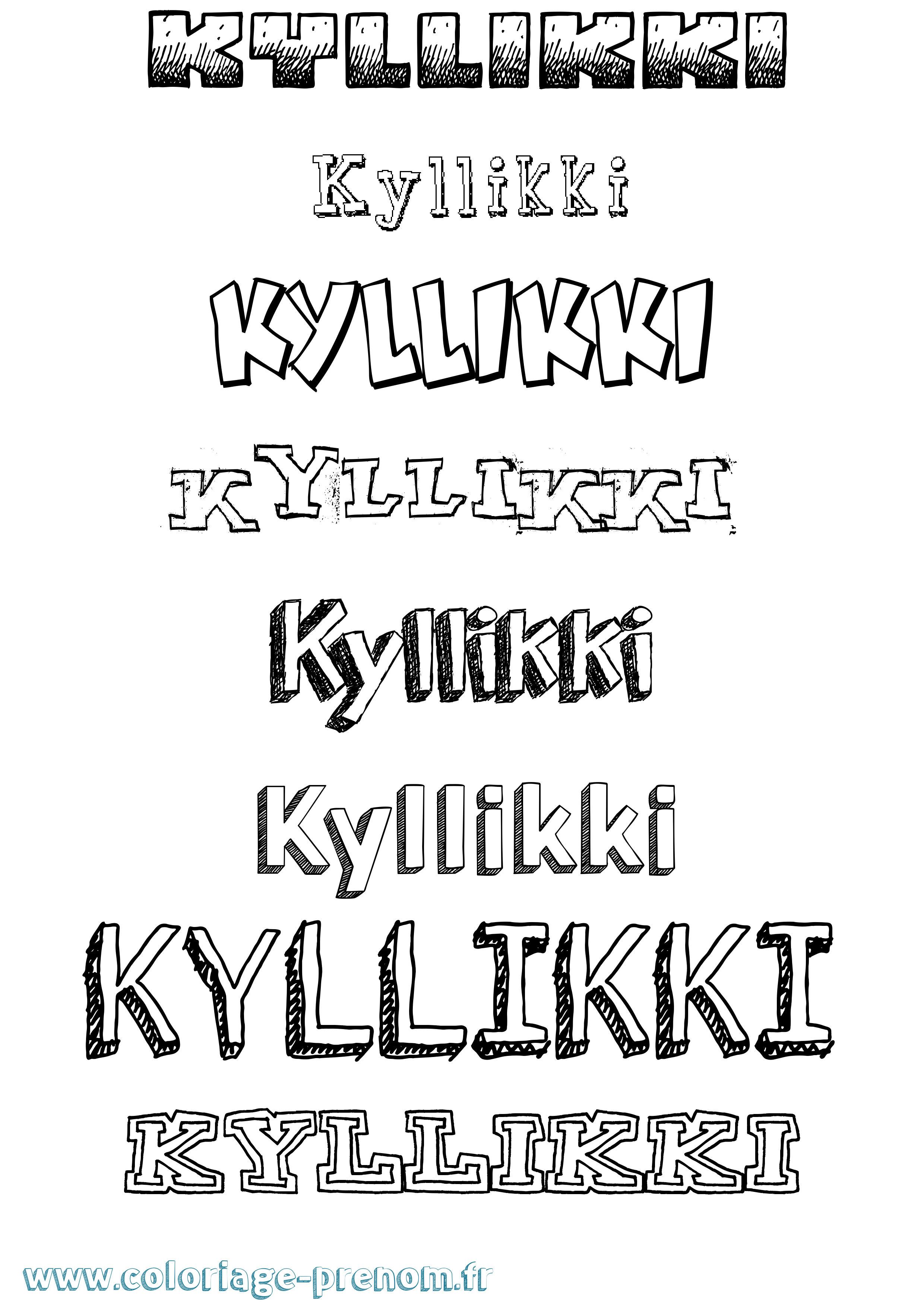 Coloriage Kyllikki Dessiné Coloriage prénom Kyllikki Dessiné