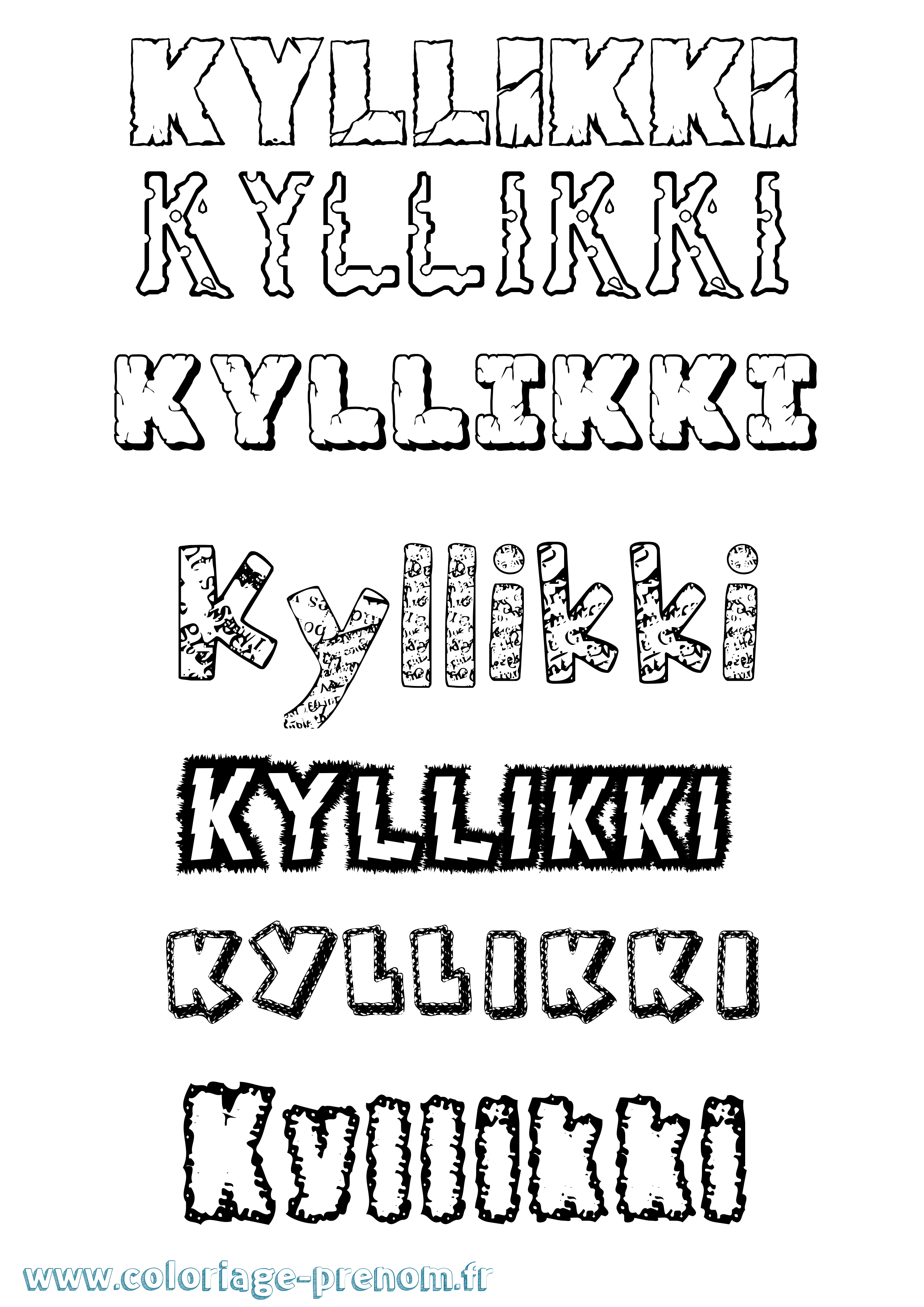 Coloriage Kyllikki Destructuré Coloriage prénom Kyllikki Destructuré