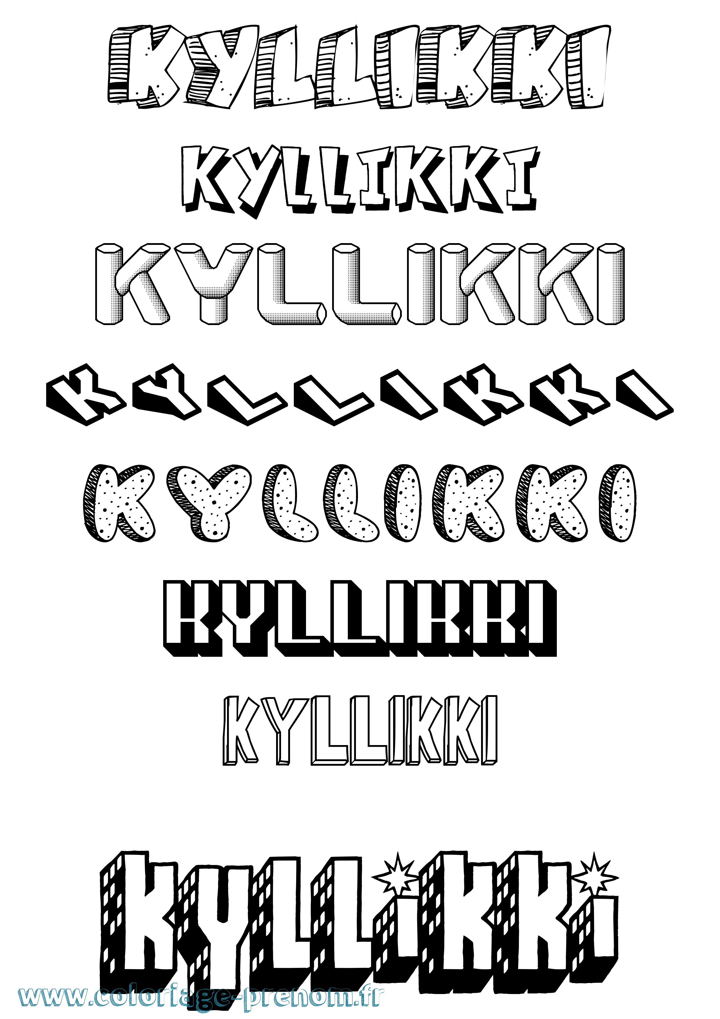 Coloriage Kyllikki Effet 3D Coloriage prénom Kyllikki Effet 3D