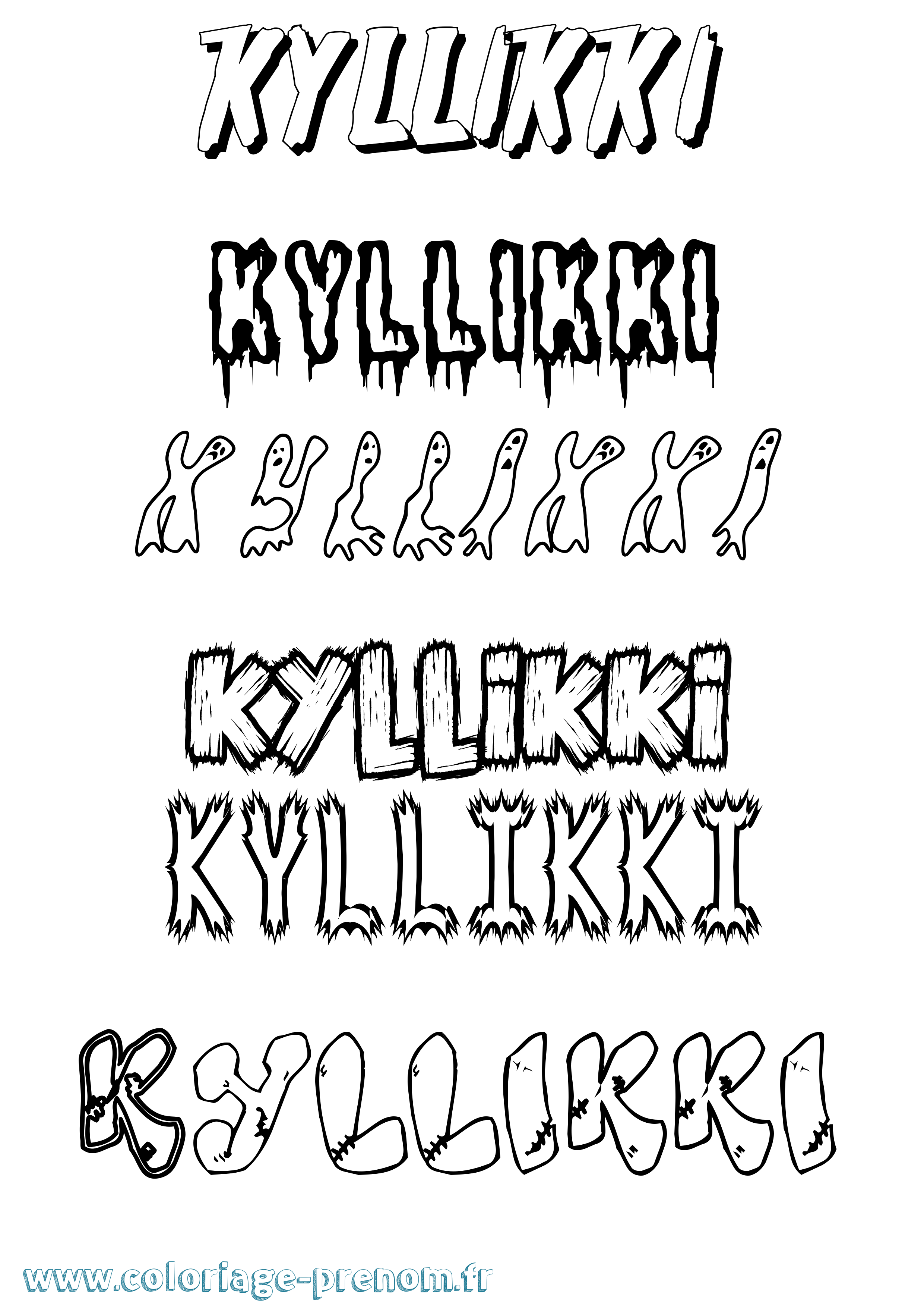Coloriage Kyllikki Frisson Coloriage prénom Kyllikki Frisson
