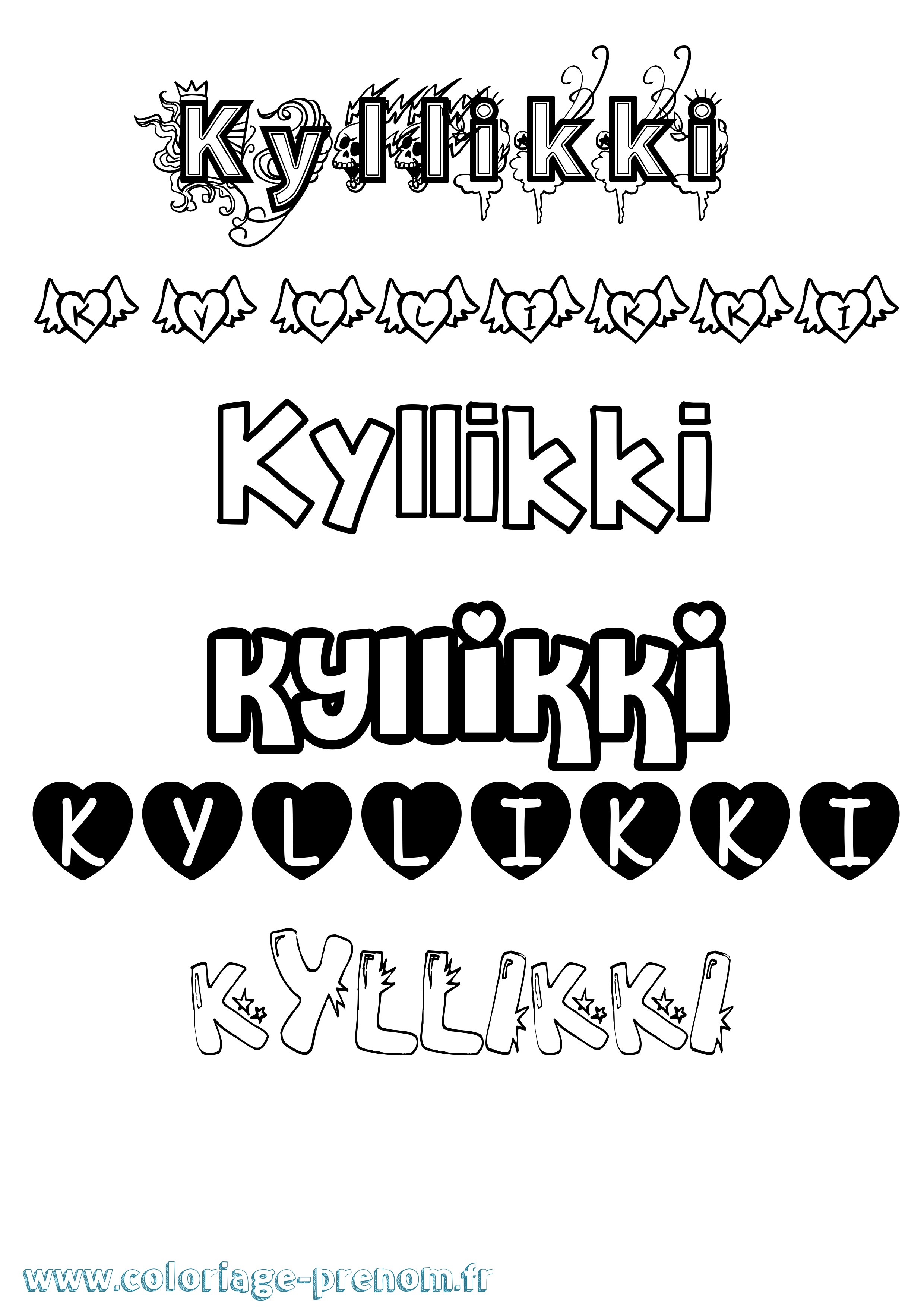 Coloriage Kyllikki Girly Coloriage prénom Kyllikki Girly