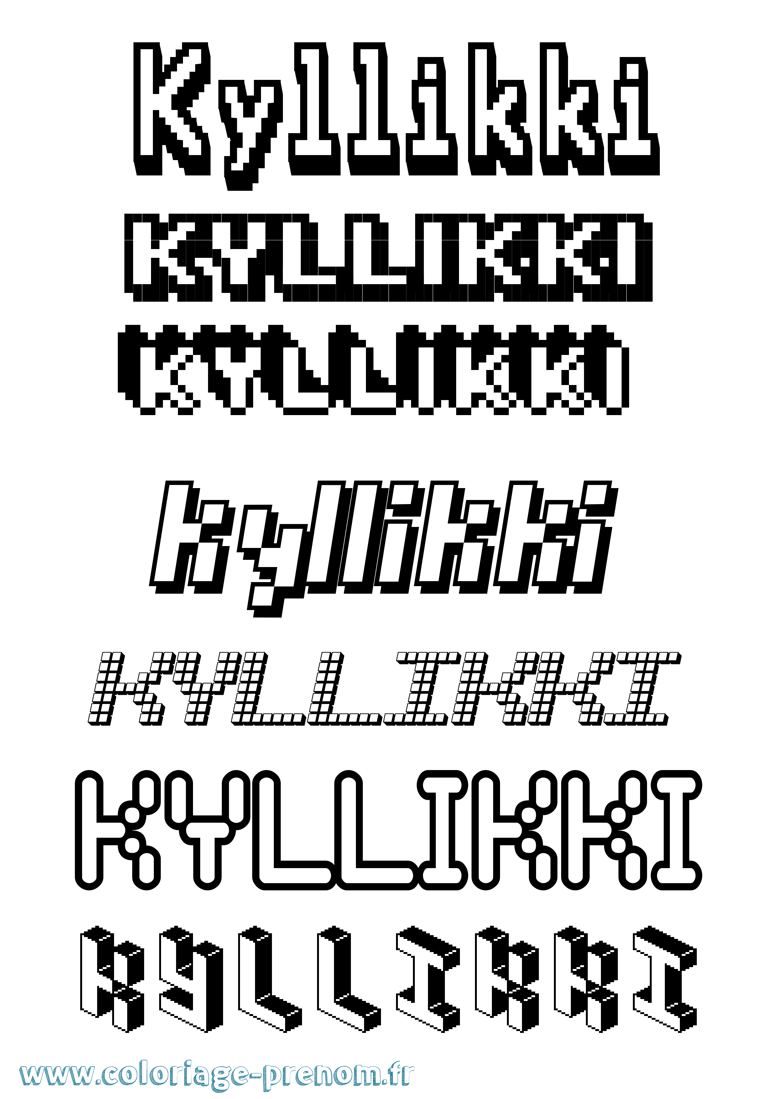 Coloriage Kyllikki Pixel Coloriage prénom Kyllikki Pixel