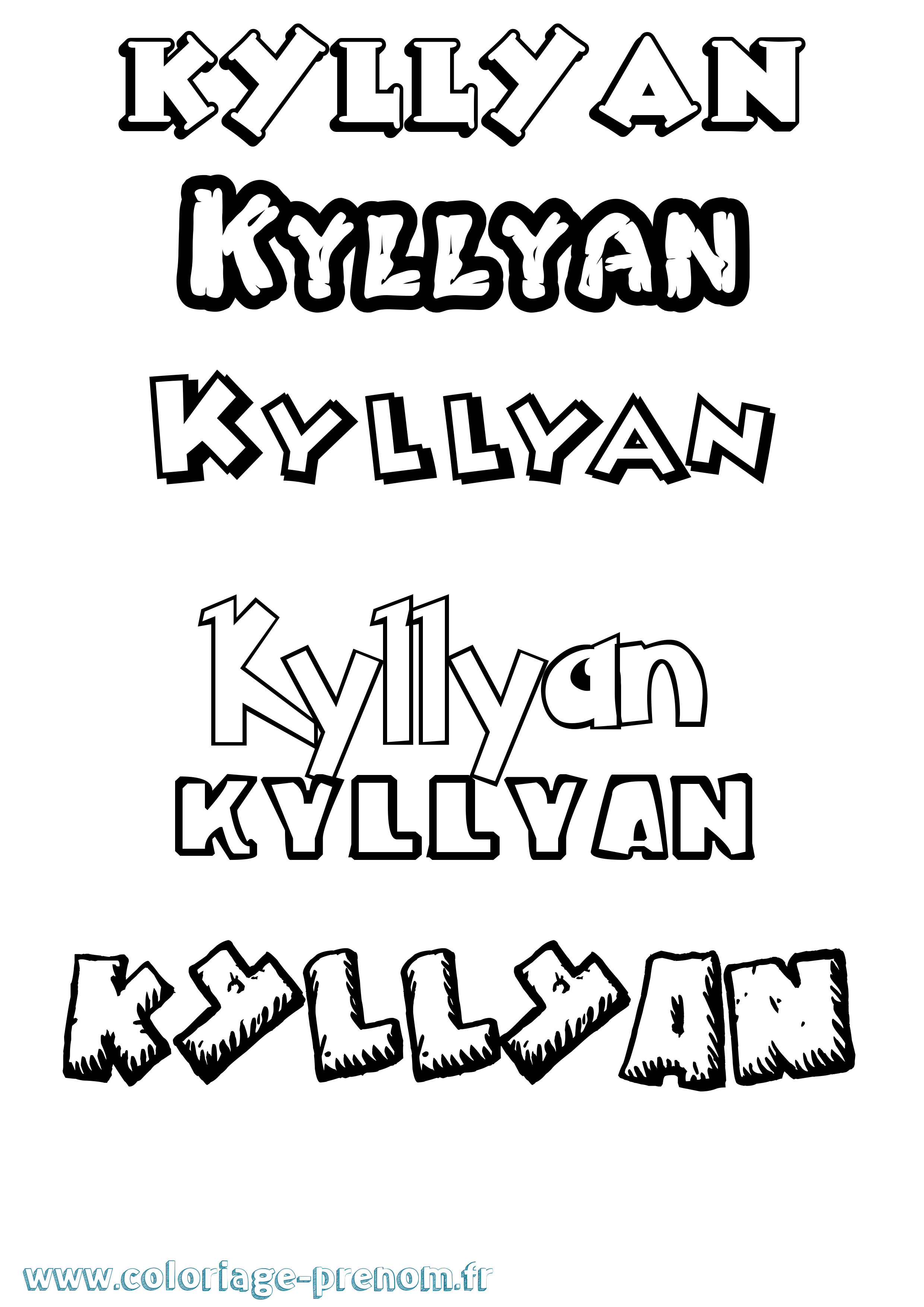 Coloriage Kyllyan Dessin Animé Coloriage prénom Kyllyan Dessin Animé