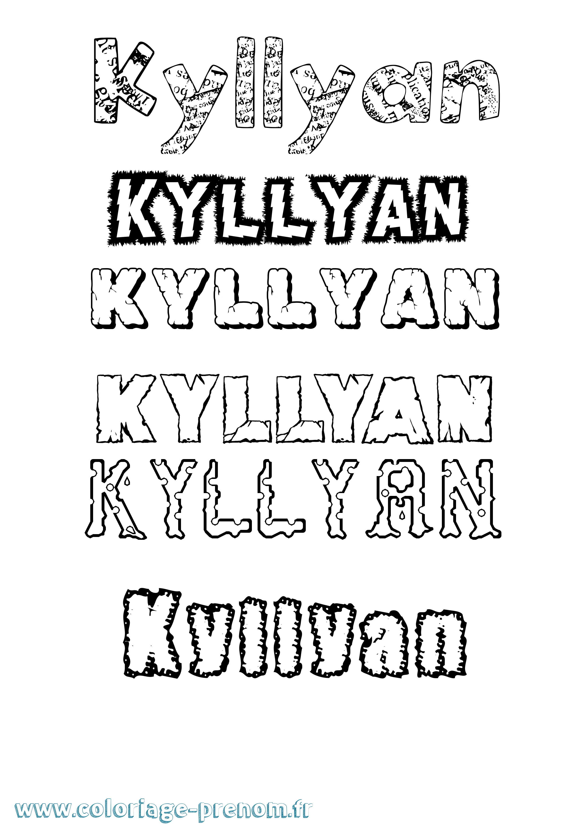 Coloriage Kyllyan Destructuré Coloriage prénom Kyllyan Destructuré