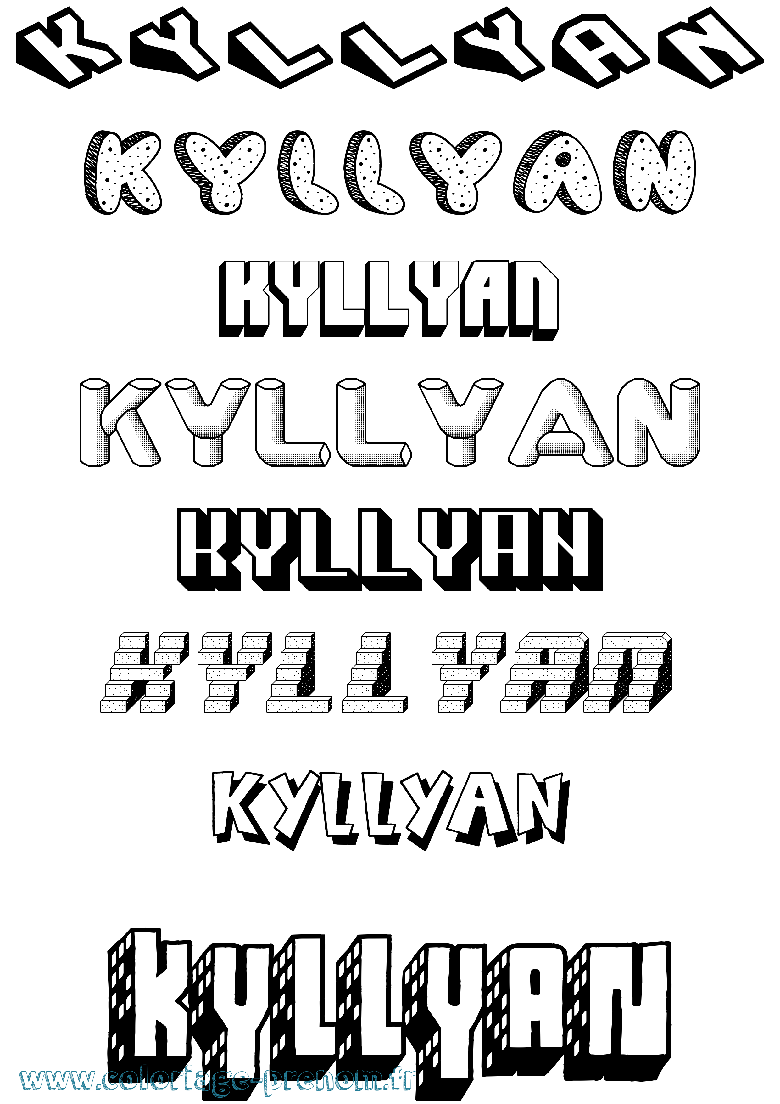 Coloriage Kyllyan Effet 3D Coloriage prénom Kyllyan Effet 3D