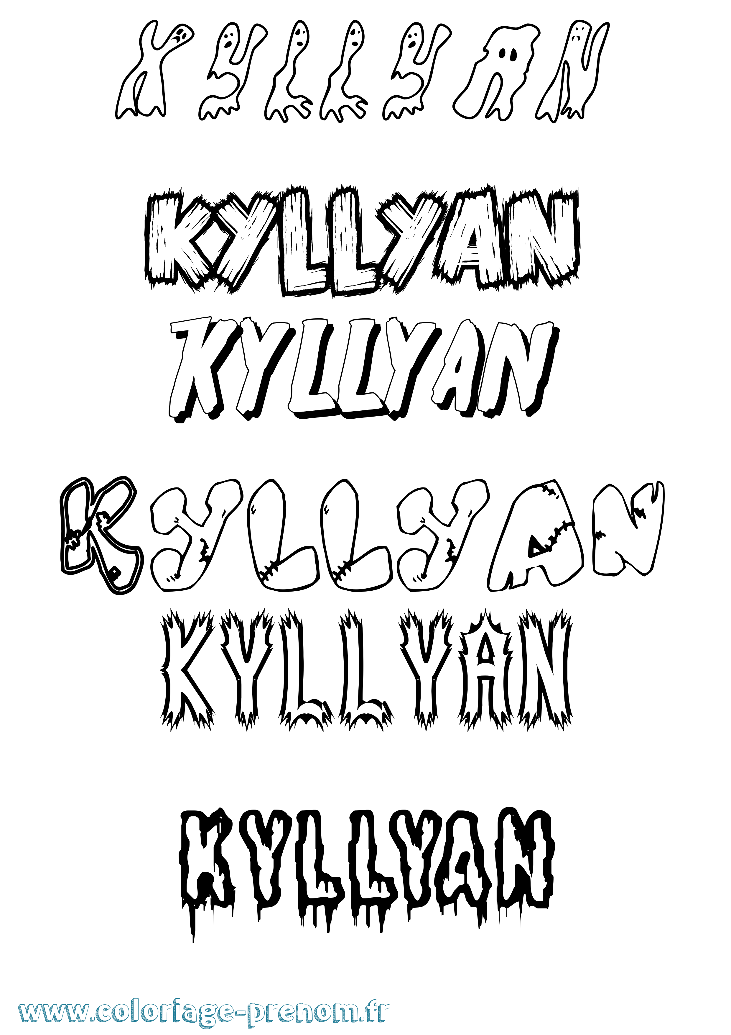 Coloriage Kyllyan Frisson Coloriage prénom Kyllyan Frisson