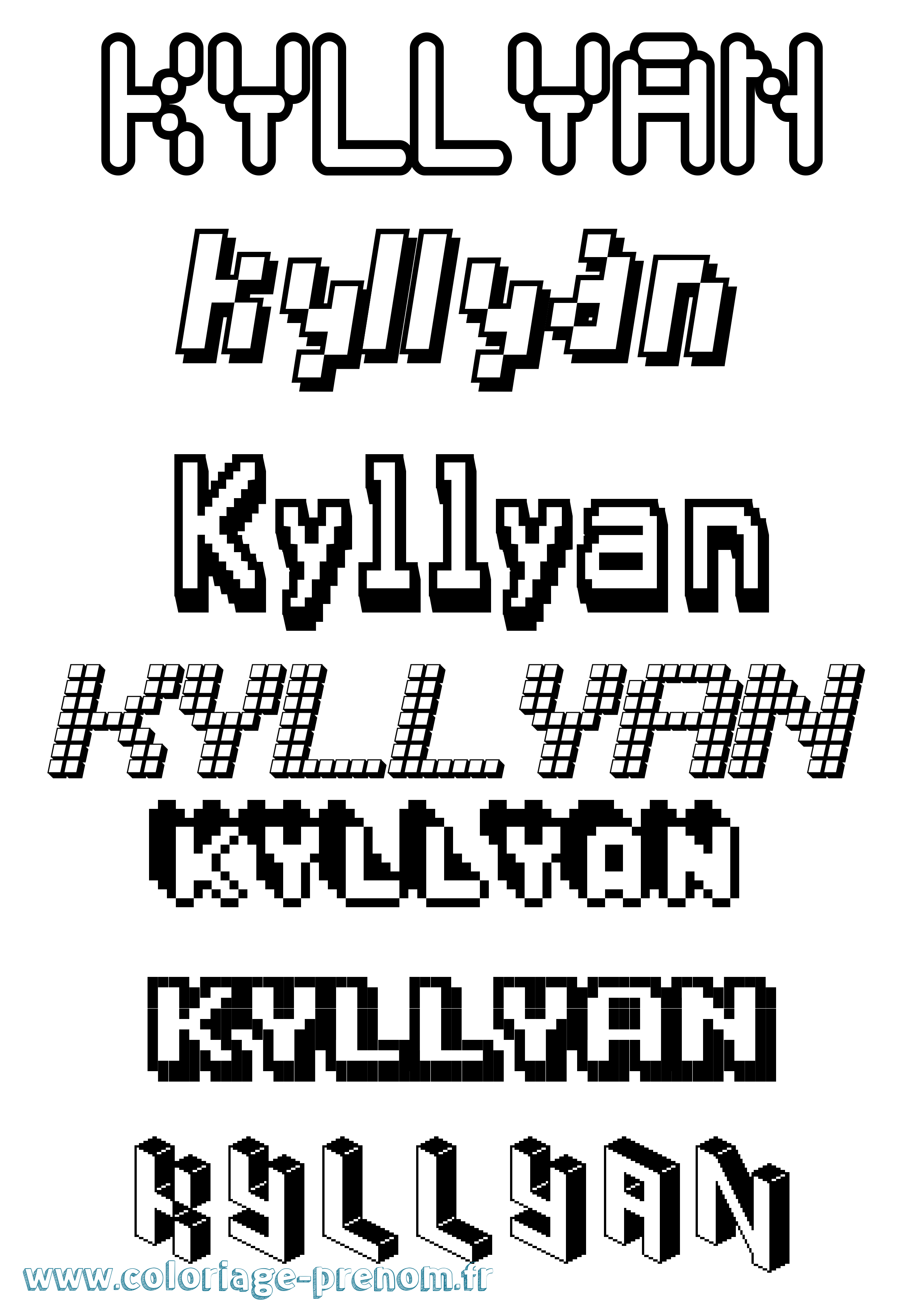 Coloriage Kyllyan Pixel Coloriage prénom Kyllyan Pixel