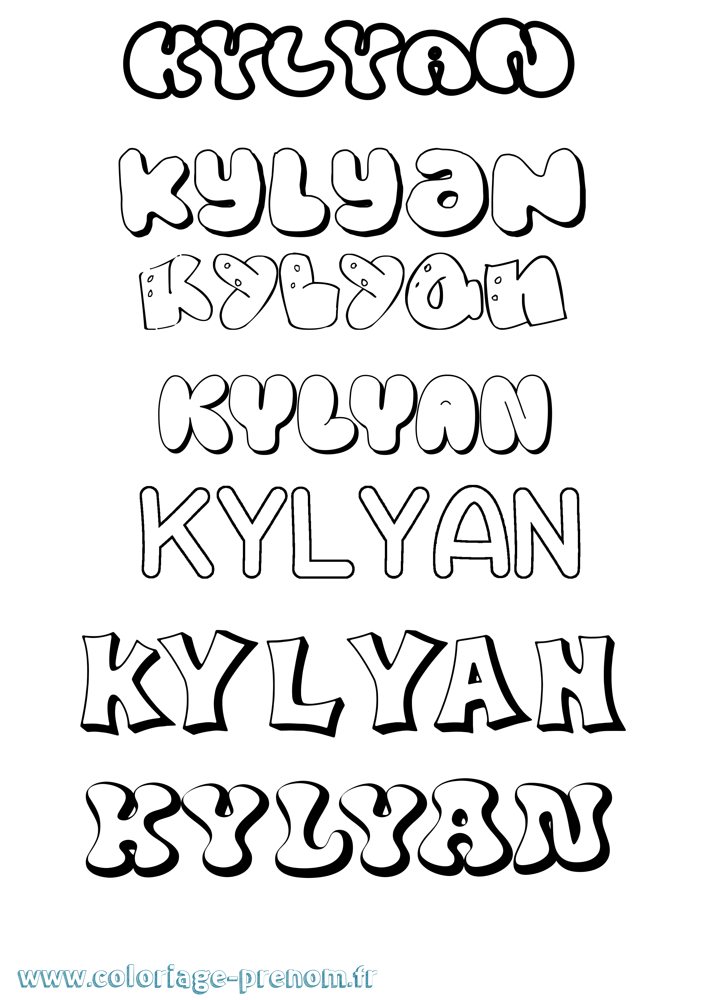 Coloriage Kylyan Bubble Coloriage prénom Kylyan Bubble