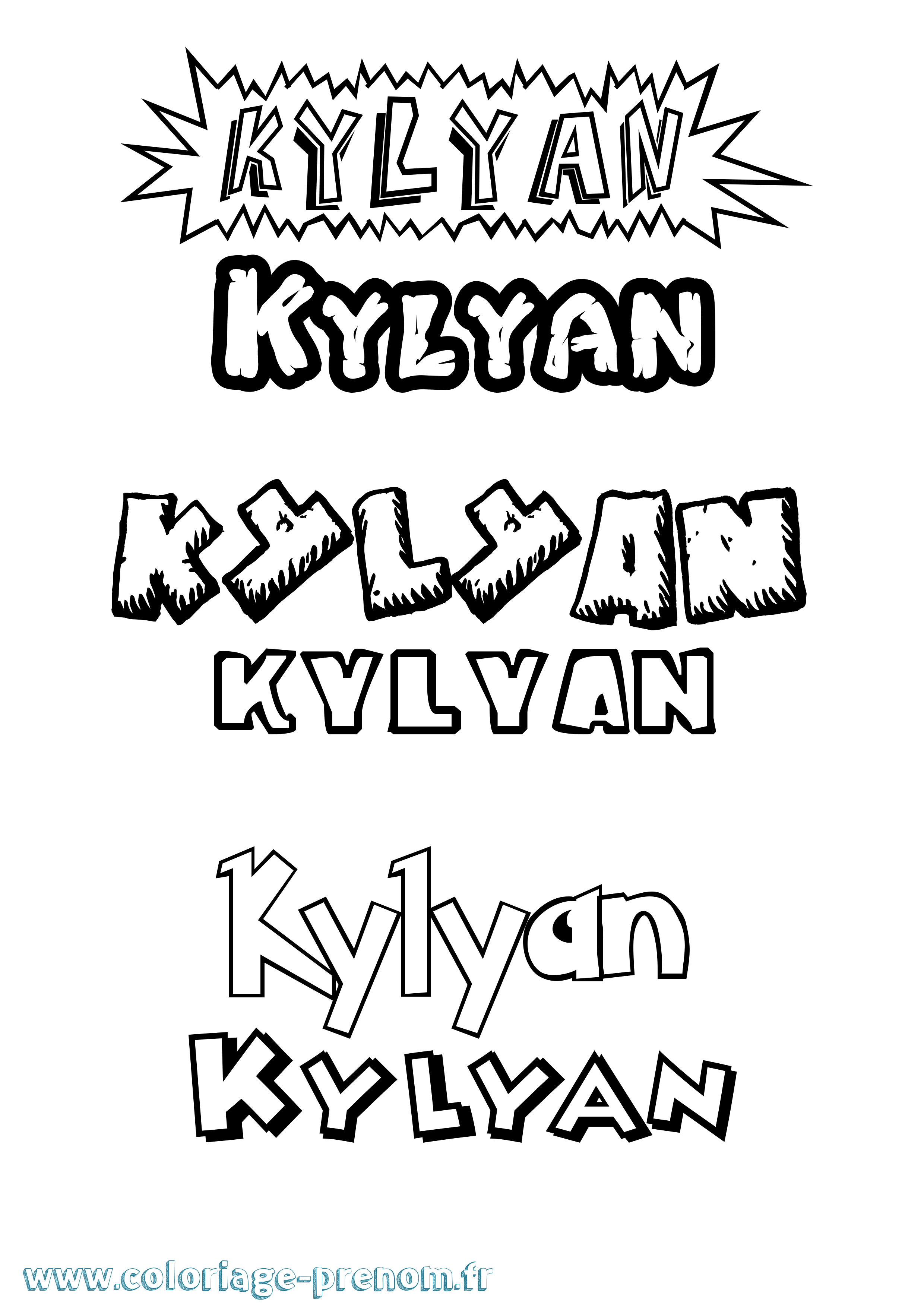 Coloriage Kylyan Dessin Animé Coloriage prénom Kylyan Dessin Animé