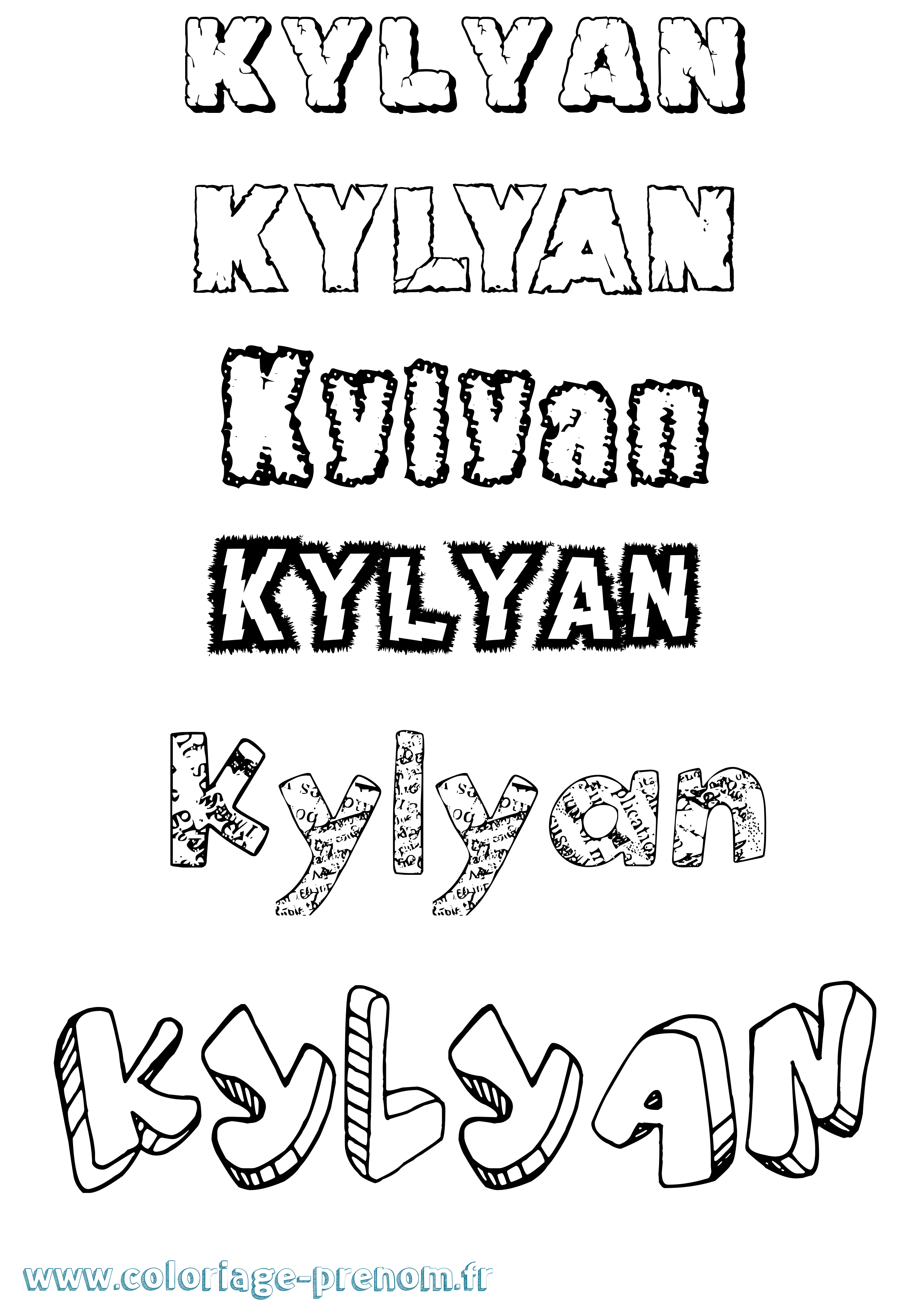 Coloriage Kylyan Destructuré Coloriage prénom Kylyan Destructuré