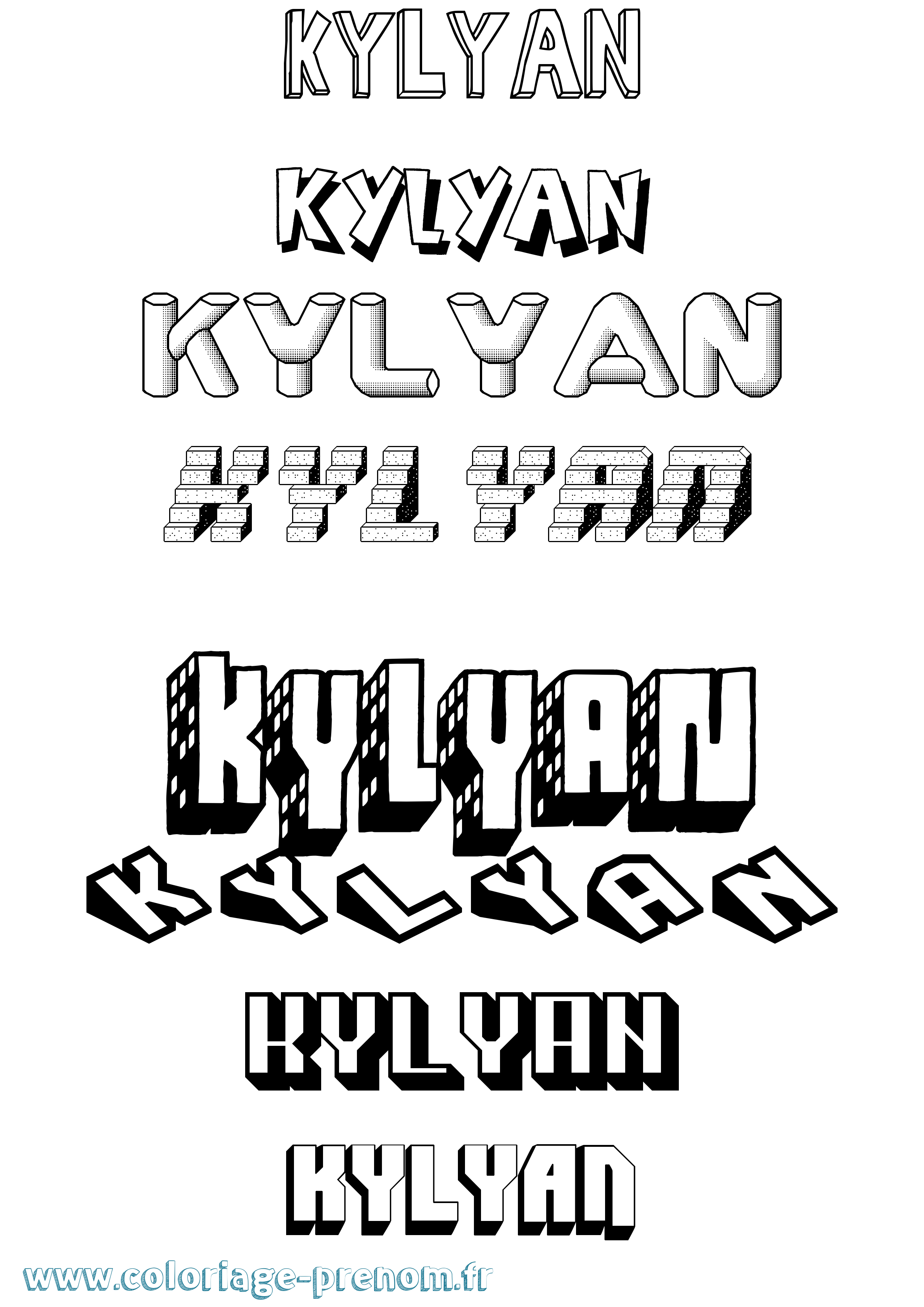 Coloriage Kylyan Effet 3D Coloriage prénom Kylyan Effet 3D