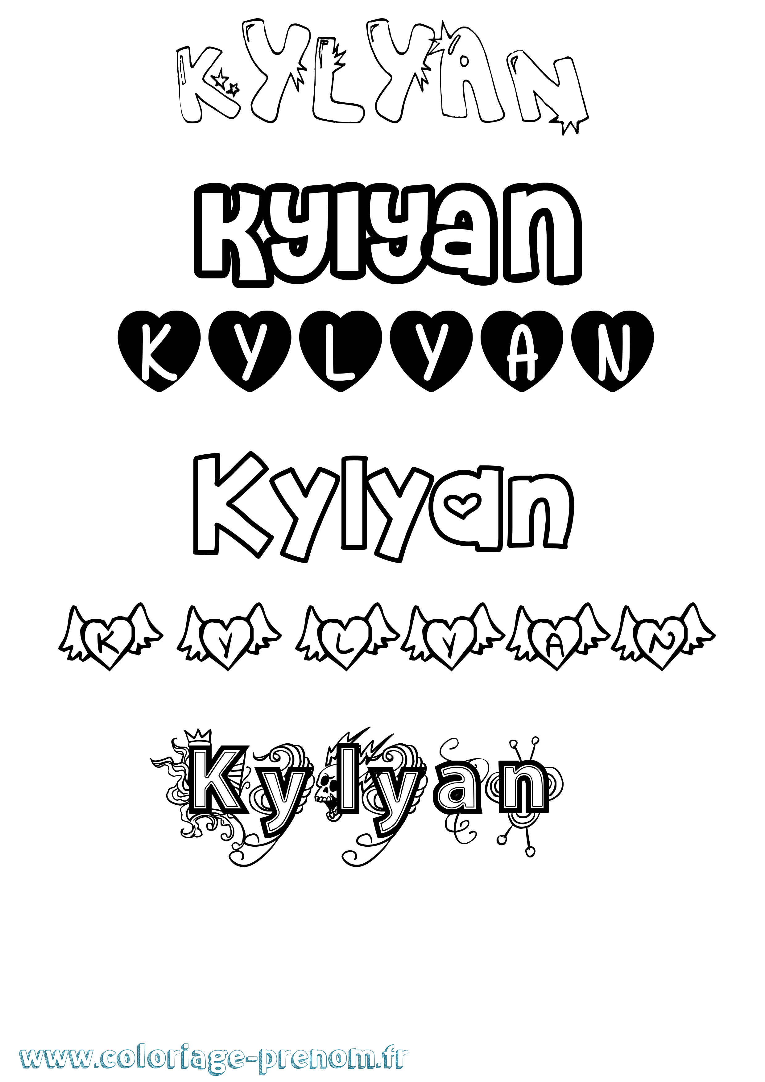Coloriage Kylyan Girly Coloriage prénom Kylyan Girly