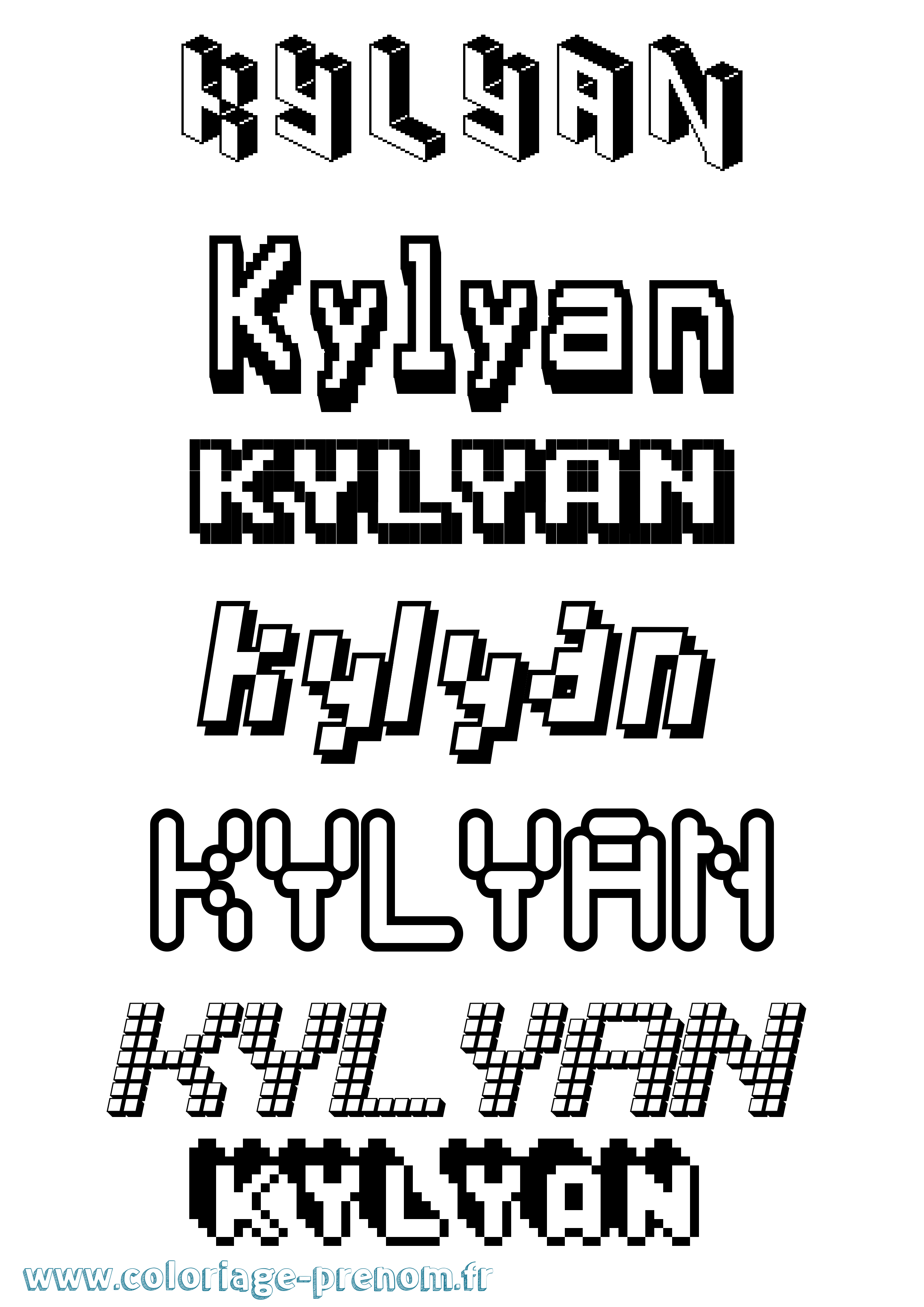 Coloriage Kylyan Pixel Coloriage prénom Kylyan Pixel