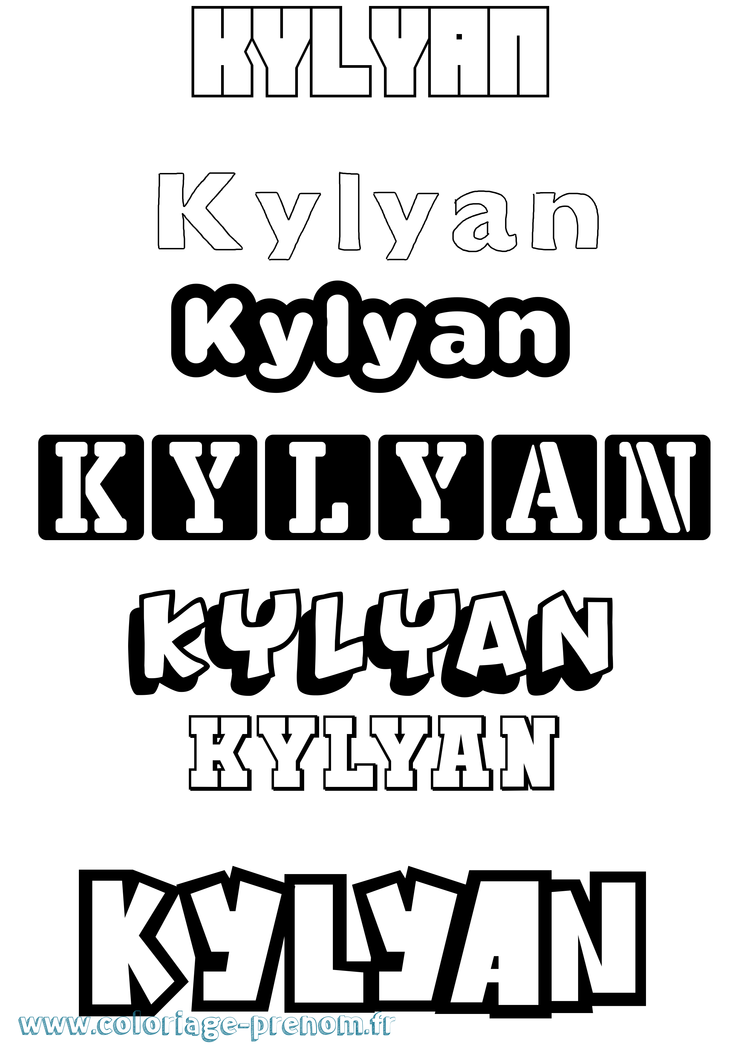 Coloriage Kylyan Simple Coloriage prénom Kylyan Simple